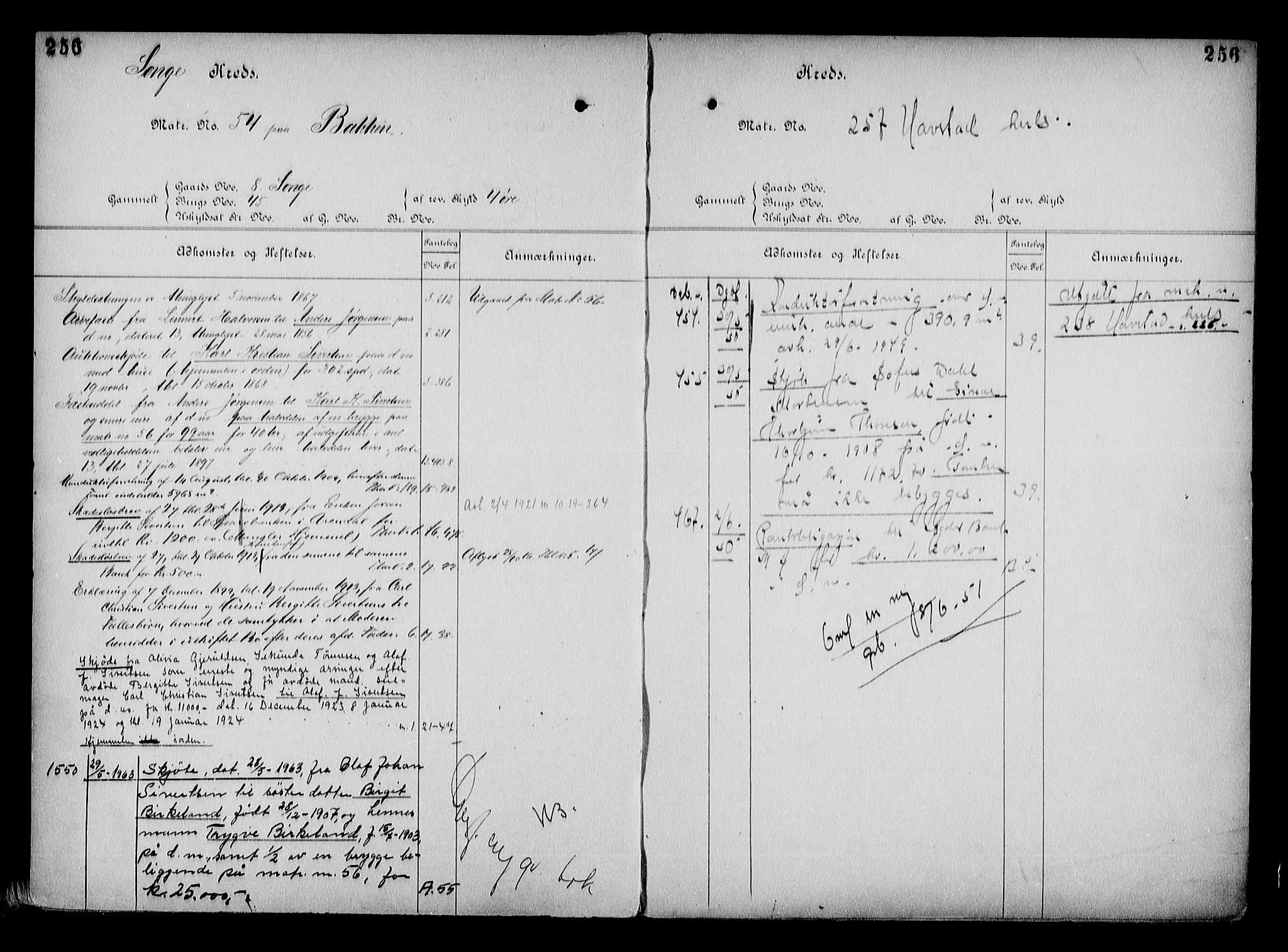 Arendal byfogd, AV/SAK-1222-0001/G/Ga/L0015: Mortgage register no. 13, 1860-1960, p. 256