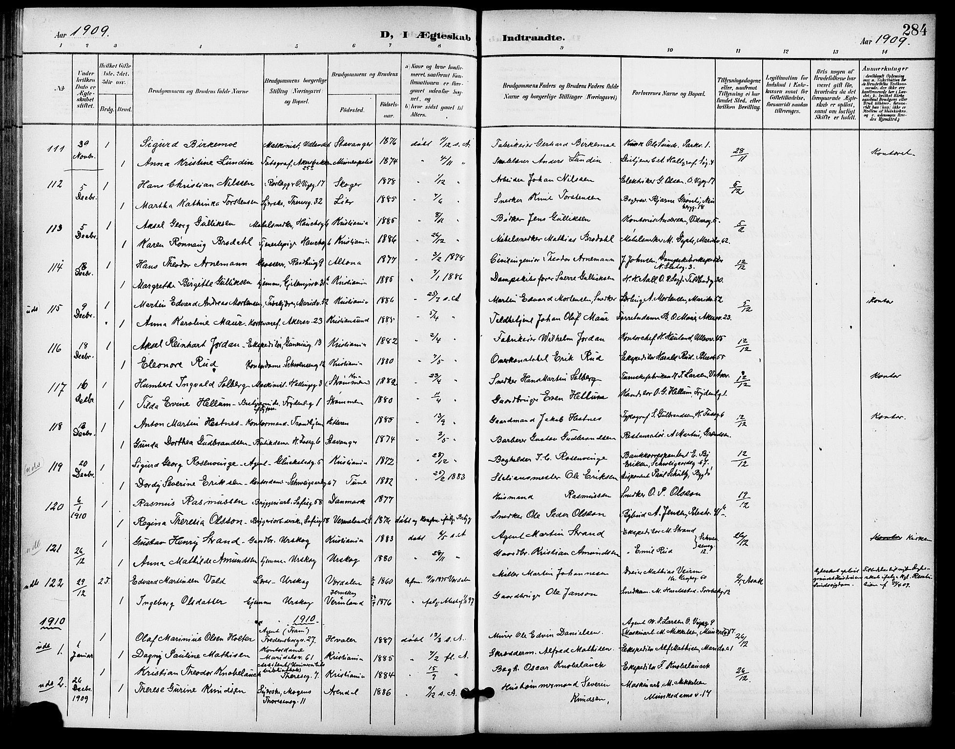 Gamle Aker prestekontor Kirkebøker, SAO/A-10617a/F/L0012: Parish register (official) no. 12, 1898-1910, p. 284