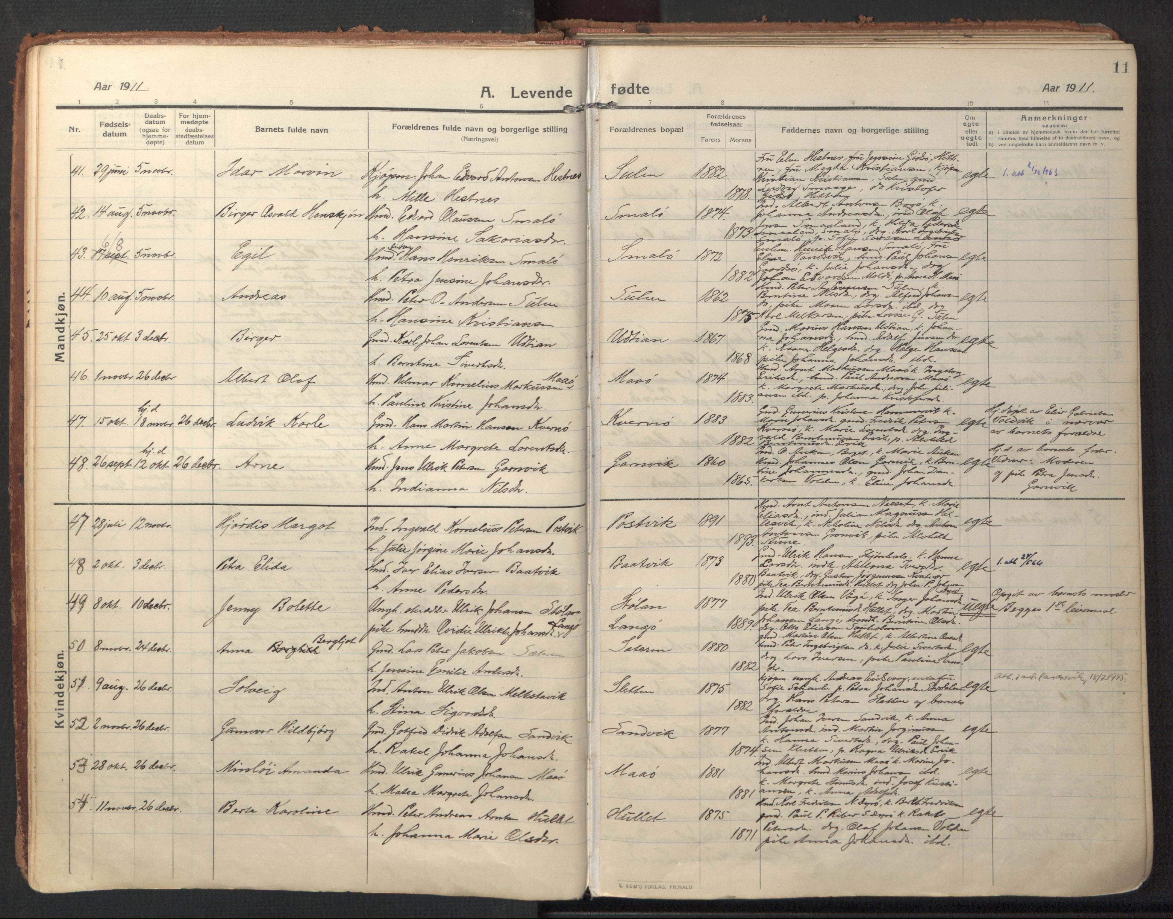 Ministerialprotokoller, klokkerbøker og fødselsregistre - Sør-Trøndelag, SAT/A-1456/640/L0581: Parish register (official) no. 640A06, 1910-1924, p. 11