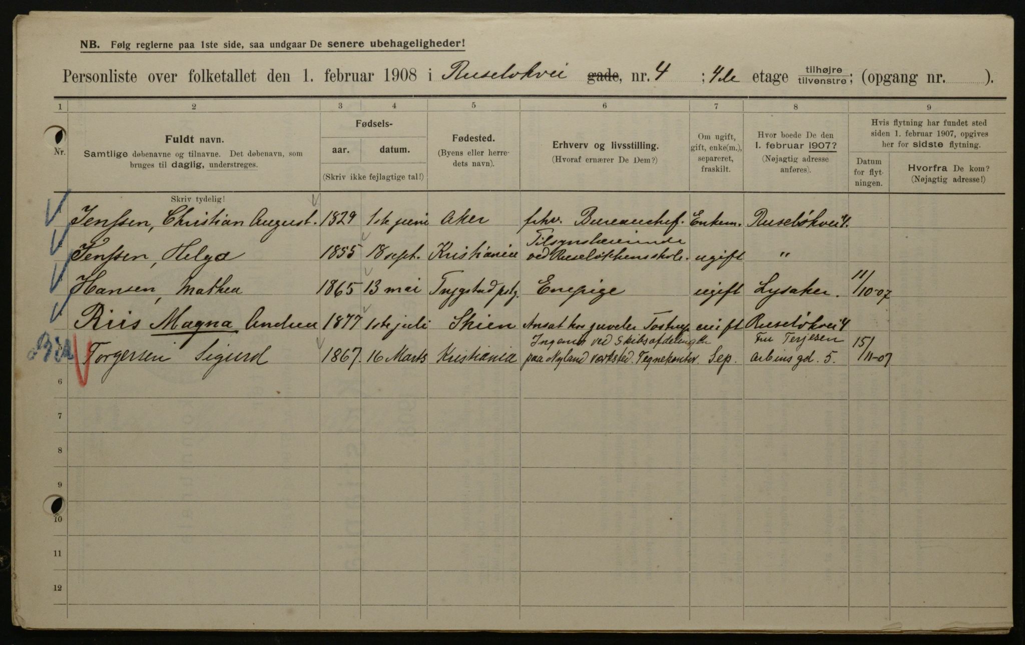 OBA, Municipal Census 1908 for Kristiania, 1908, p. 76205