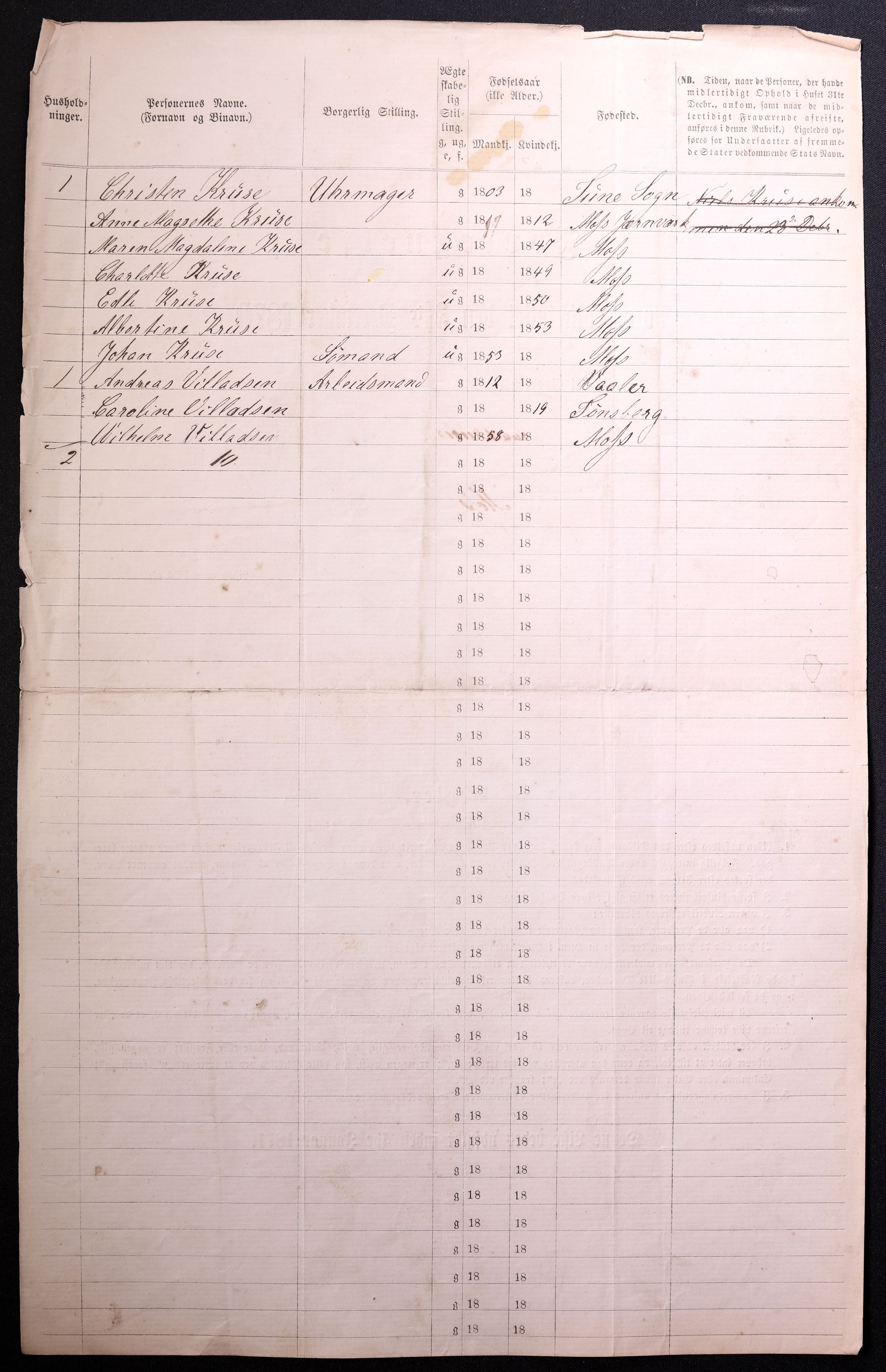 RA, 1870 census for 0104 Moss, 1870, p. 448