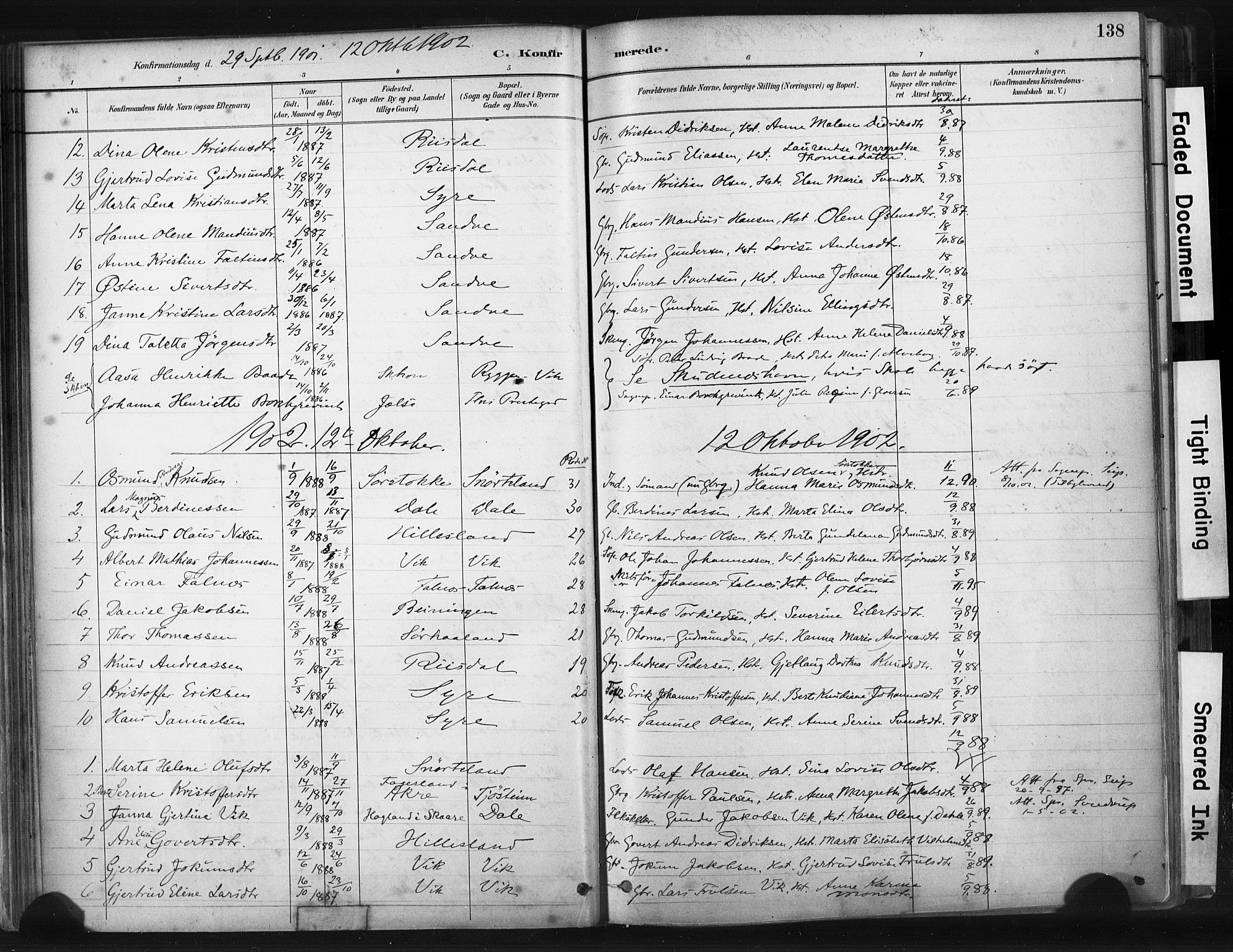 Skudenes sokneprestkontor, AV/SAST-A -101849/H/Ha/Haa/L0009: Parish register (official) no. A 6, 1882-1912, p. 138