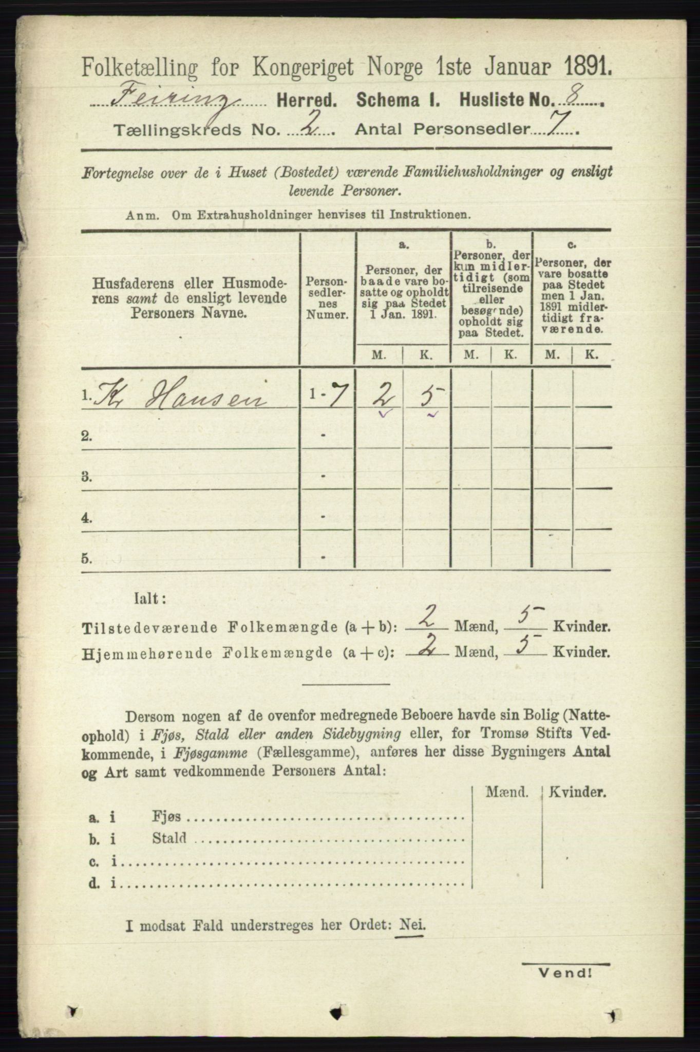 RA, 1891 census for 0240 Feiring, 1891, p. 677