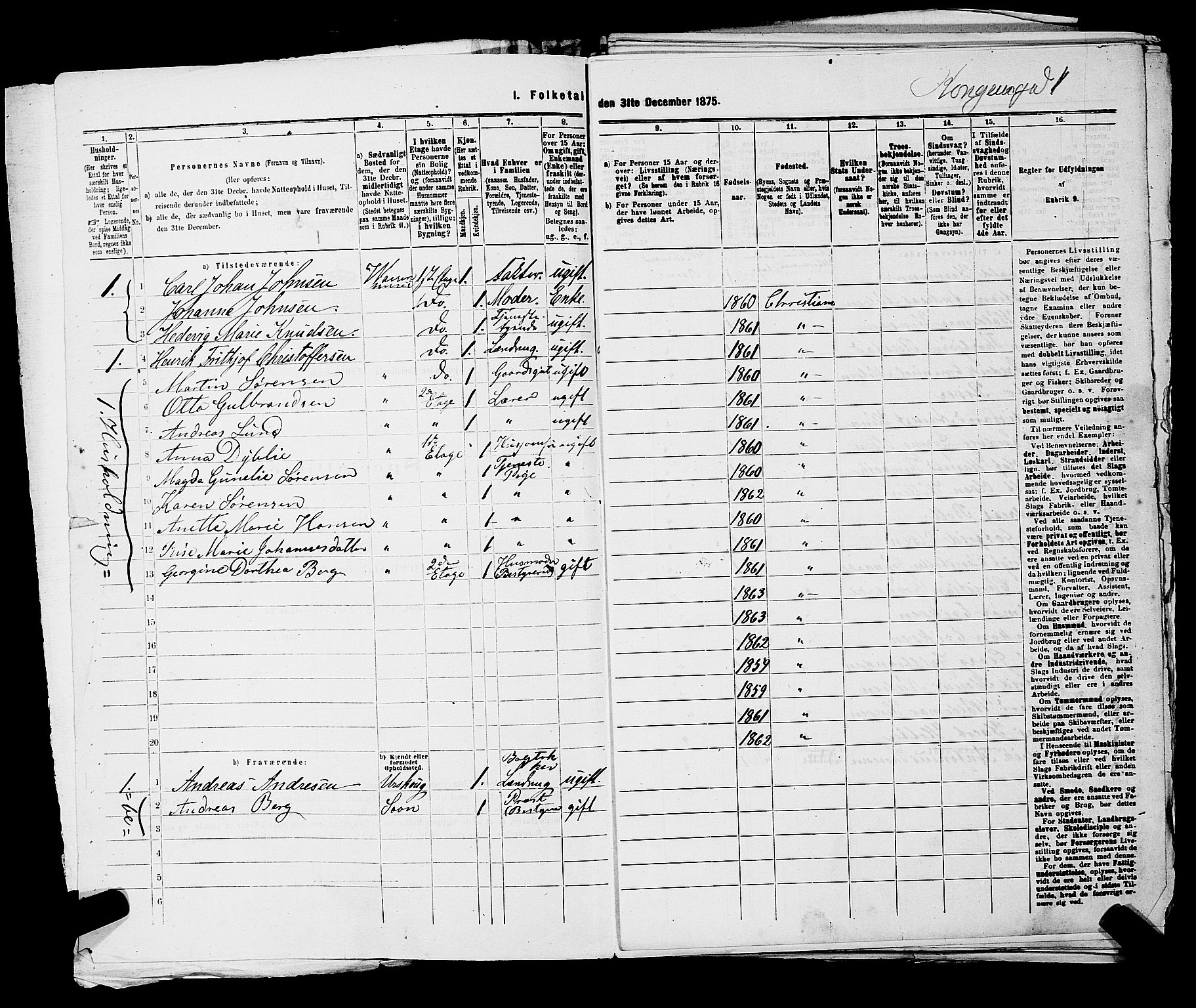 RA, 1875 census for 0301 Kristiania, 1875, p. 4414