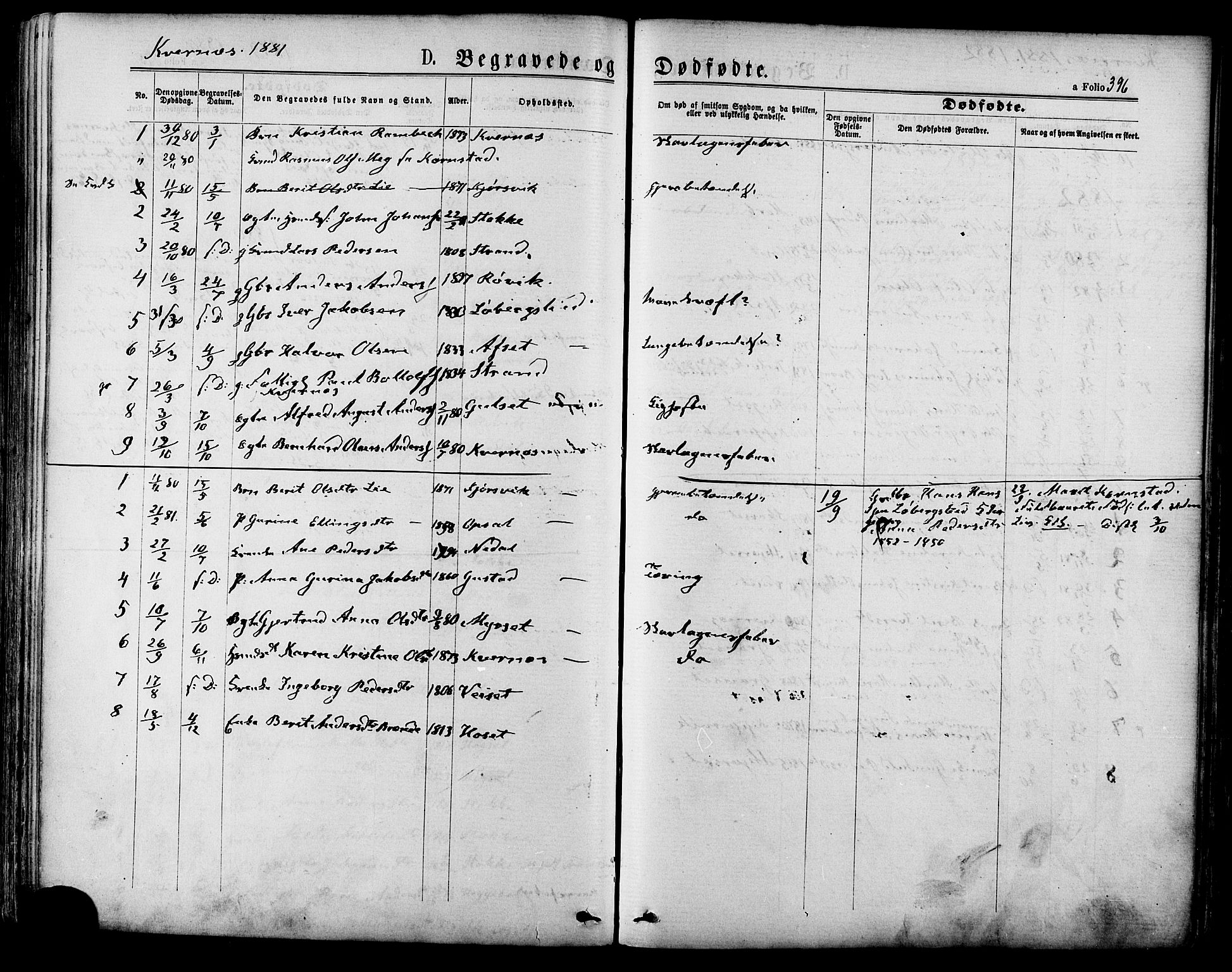 Ministerialprotokoller, klokkerbøker og fødselsregistre - Møre og Romsdal, AV/SAT-A-1454/568/L0805: Parish register (official) no. 568A12 /1, 1869-1884, p. 396