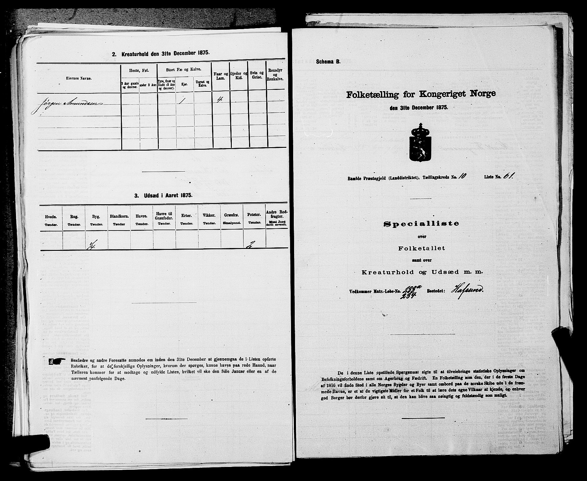 SAKO, 1875 census for 0814L Bamble/Bamble, 1875, p. 1470