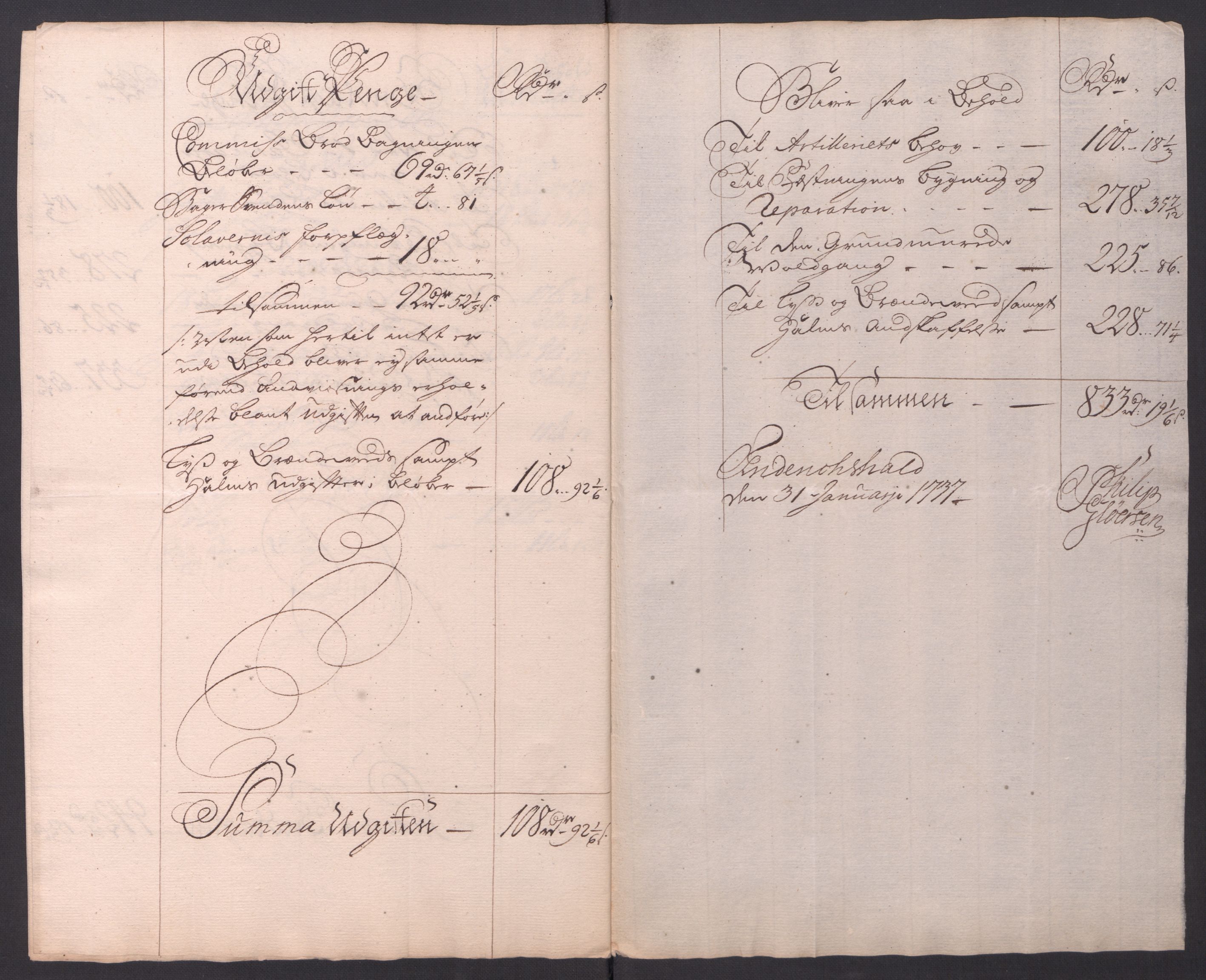 Kommanderende general (KG I) med Det norske krigsdirektorium, AV/RA-EA-5419/D/L0154: Fredriksten festning: Brev, inventarfortegnelser og regnskapsekstrakter, 1730-1739, p. 527