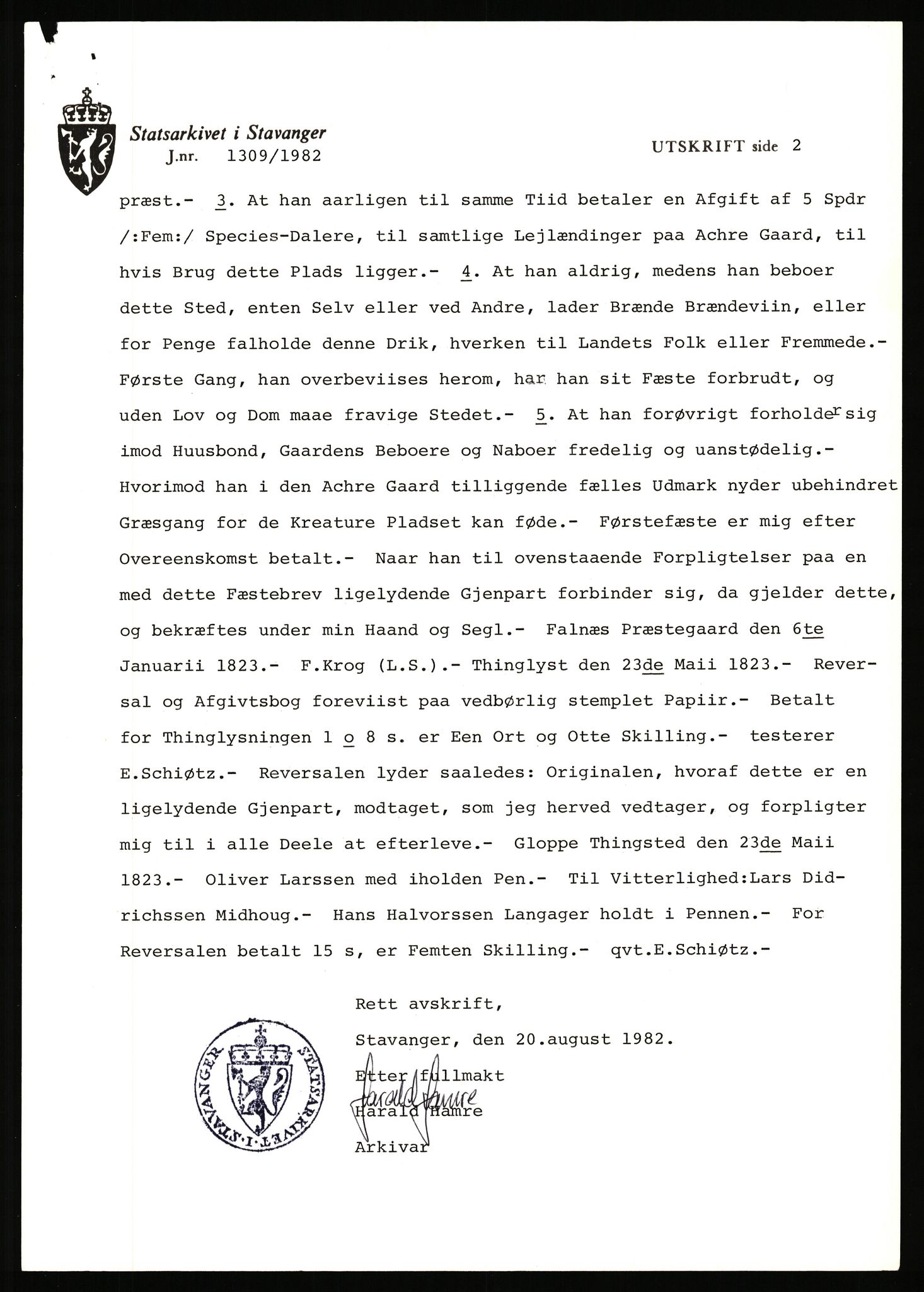 Statsarkivet i Stavanger, AV/SAST-A-101971/03/Y/Yj/L0099: Avskrifter sortert etter gårdsnavn: Østerhus - Åkre, 1750-1930, p. 442