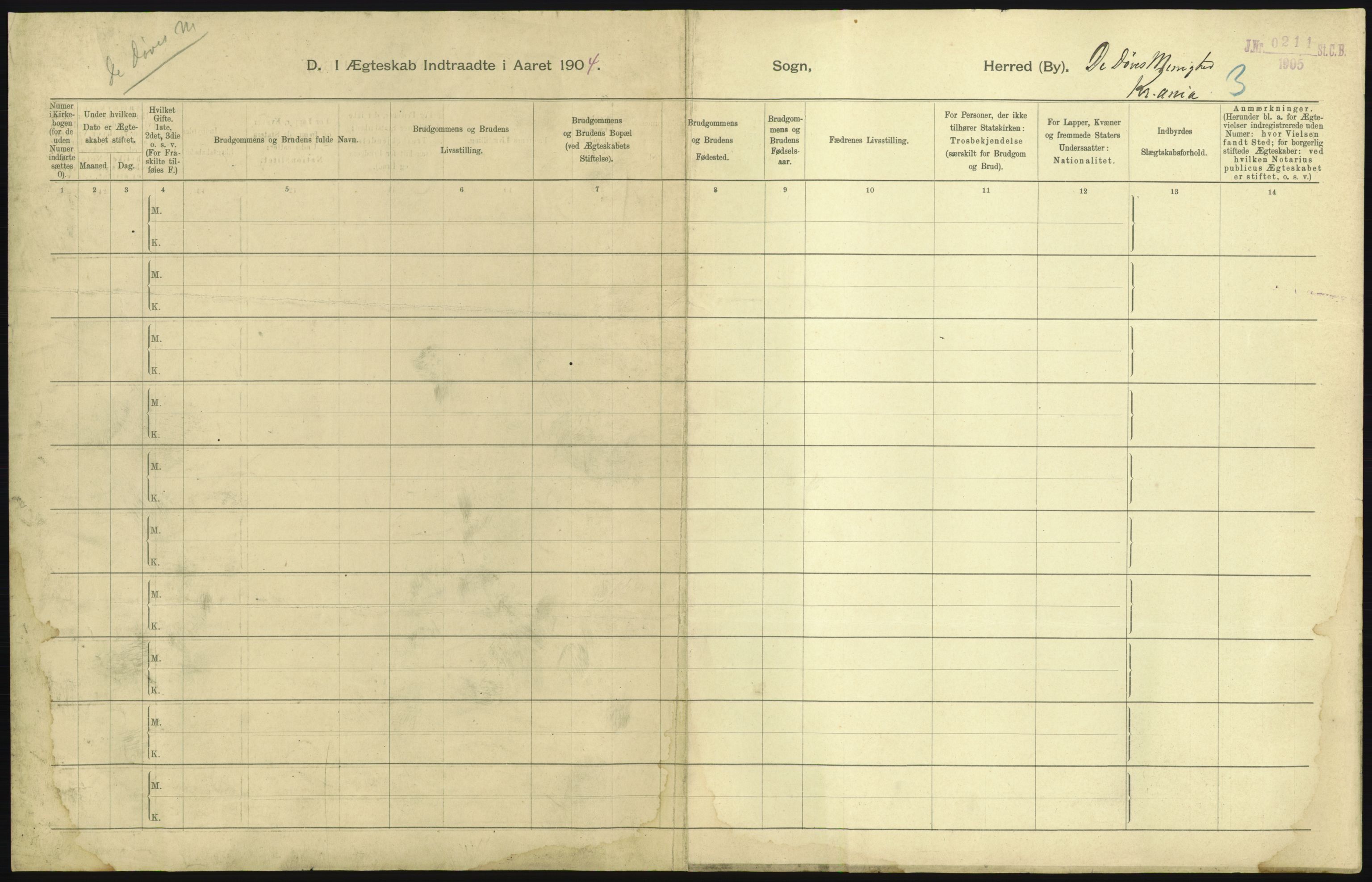 Statistisk sentralbyrå, Sosiodemografiske emner, Befolkning, RA/S-2228/D/Df/Dfa/Dfab/L0004: Kristiania: Gifte, døde, 1904, p. 53