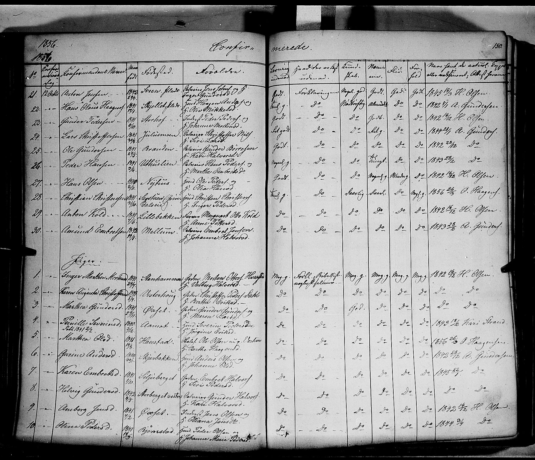 Elverum prestekontor, AV/SAH-PREST-044/H/Ha/Haa/L0009: Parish register (official) no. 9, 1843-1856, p. 150