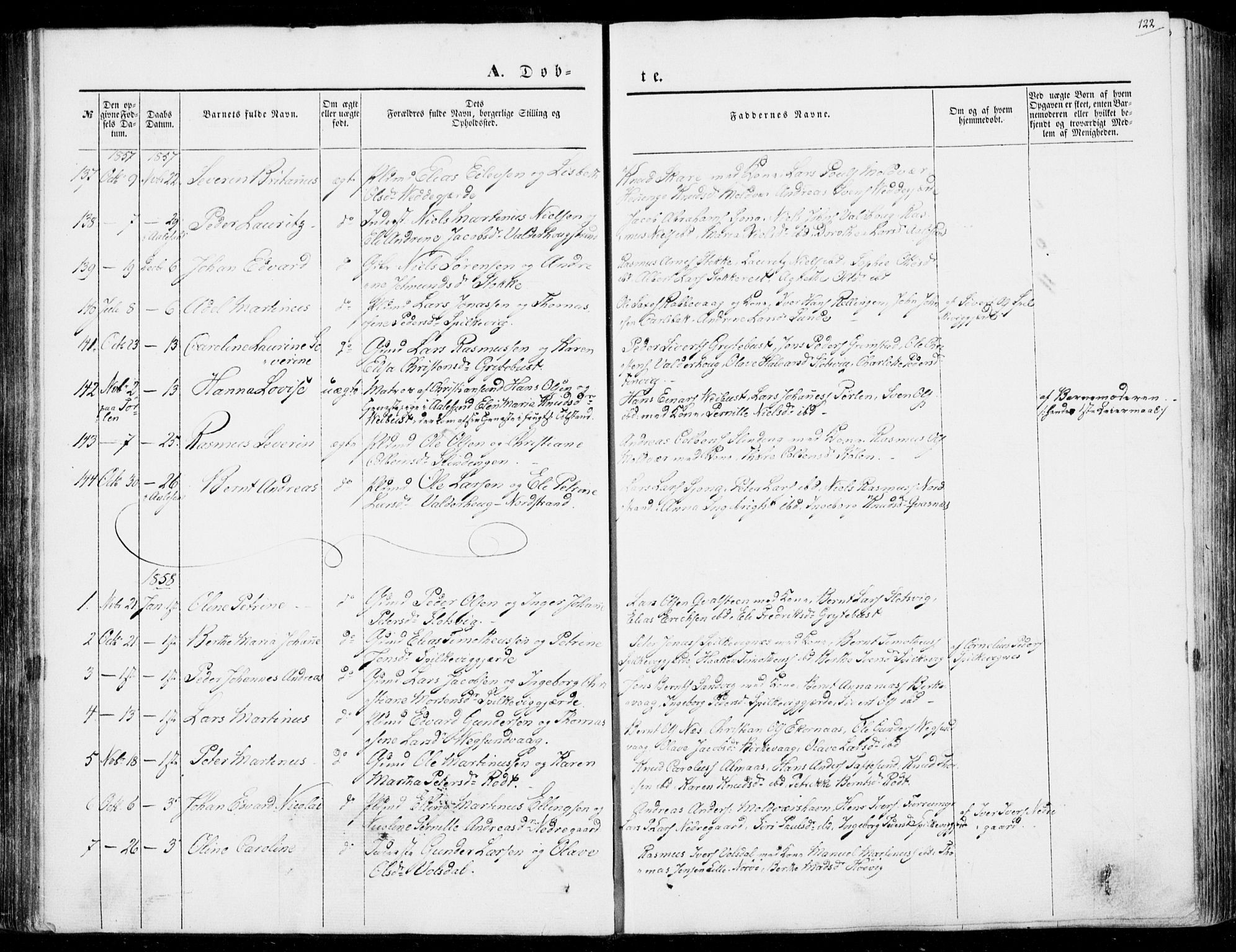 Ministerialprotokoller, klokkerbøker og fødselsregistre - Møre og Romsdal, AV/SAT-A-1454/528/L0397: Parish register (official) no. 528A08, 1848-1858, p. 122