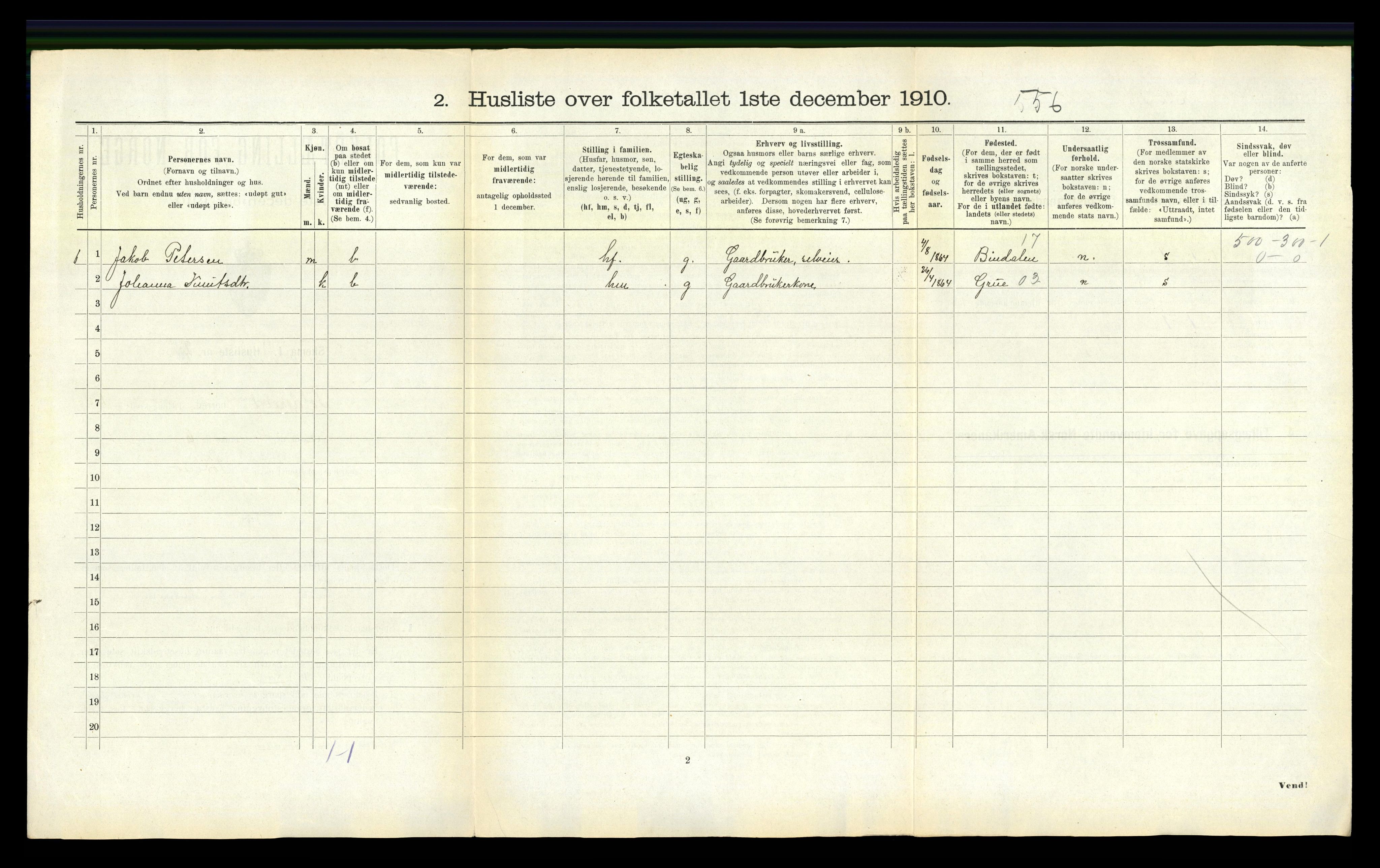 RA, 1910 census for Foldereid, 1910, p. 227