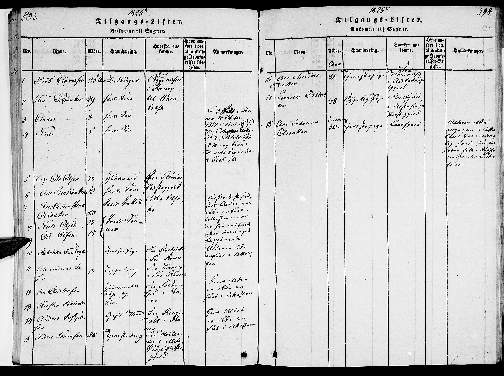 Ministerialprotokoller, klokkerbøker og fødselsregistre - Nordland, AV/SAT-A-1459/820/L0288: Parish register (official) no. 820A09, 1820-1825, p. 593-594