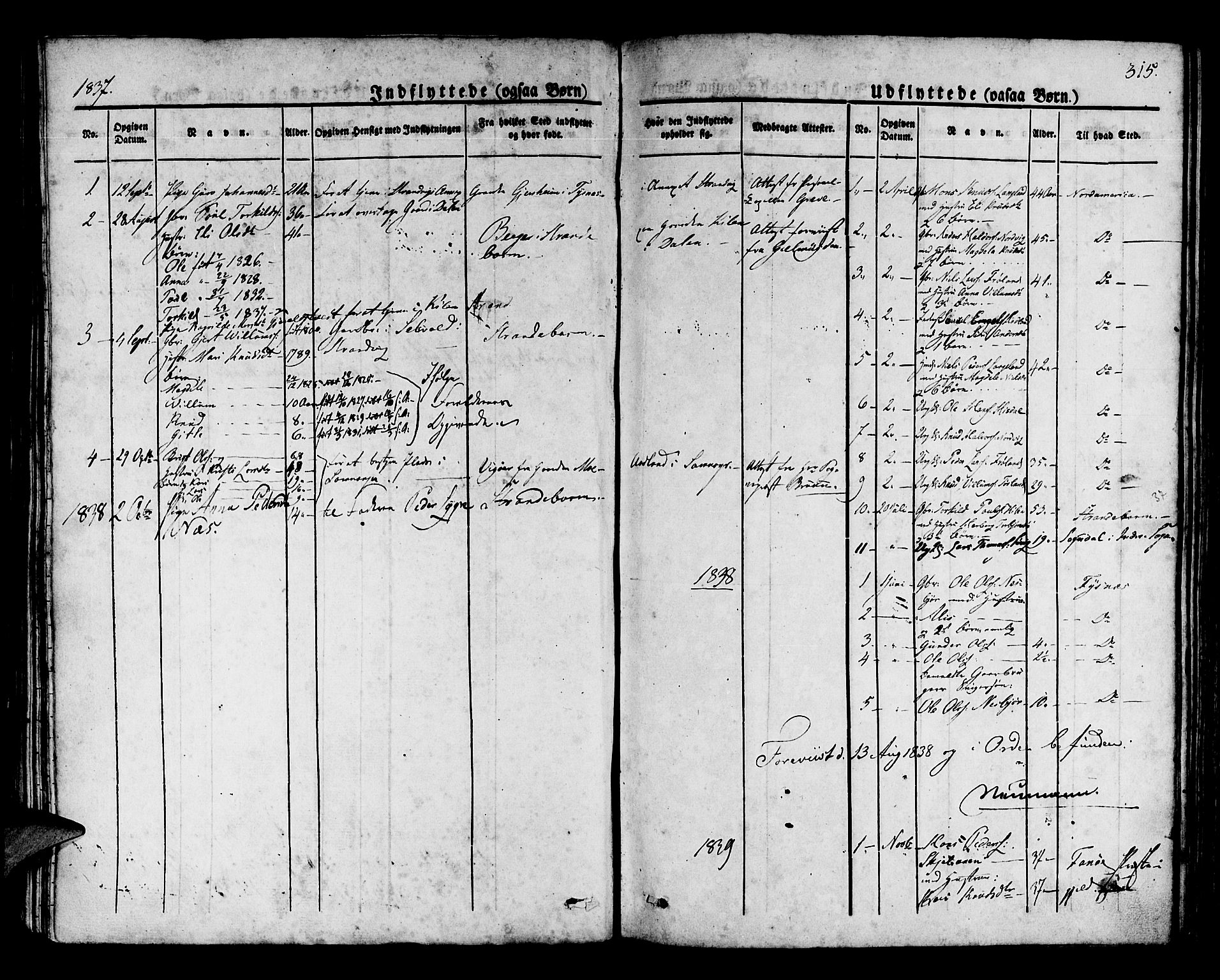 Os sokneprestembete, SAB/A-99929: Parish register (official) no. A 14, 1826-1839, p. 315