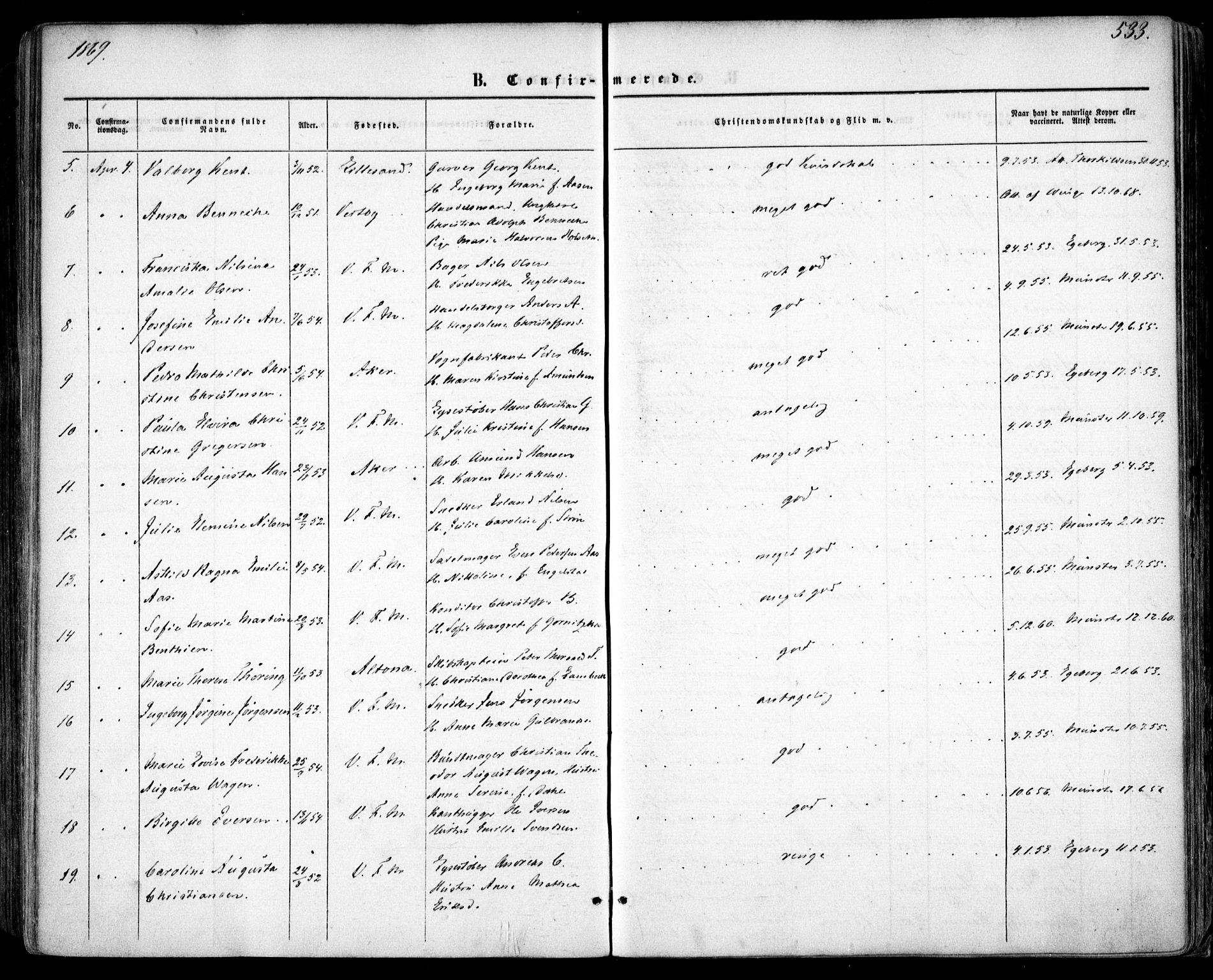 Oslo domkirke Kirkebøker, AV/SAO-A-10752/F/Fa/L0015: Parish register (official) no. 15, 1857-1871, p. 533