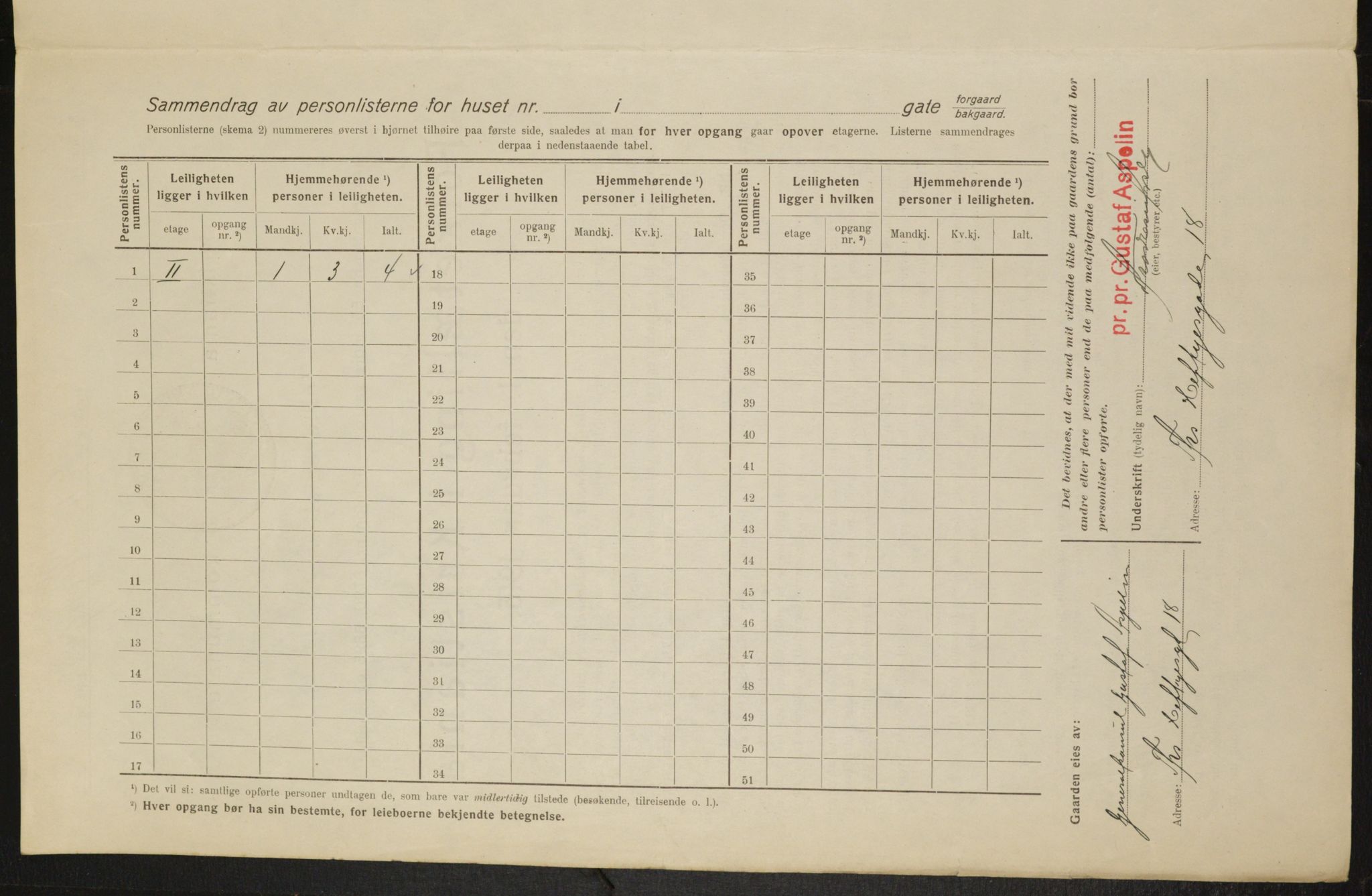 OBA, Municipal Census 1916 for Kristiania, 1916, p. 11849