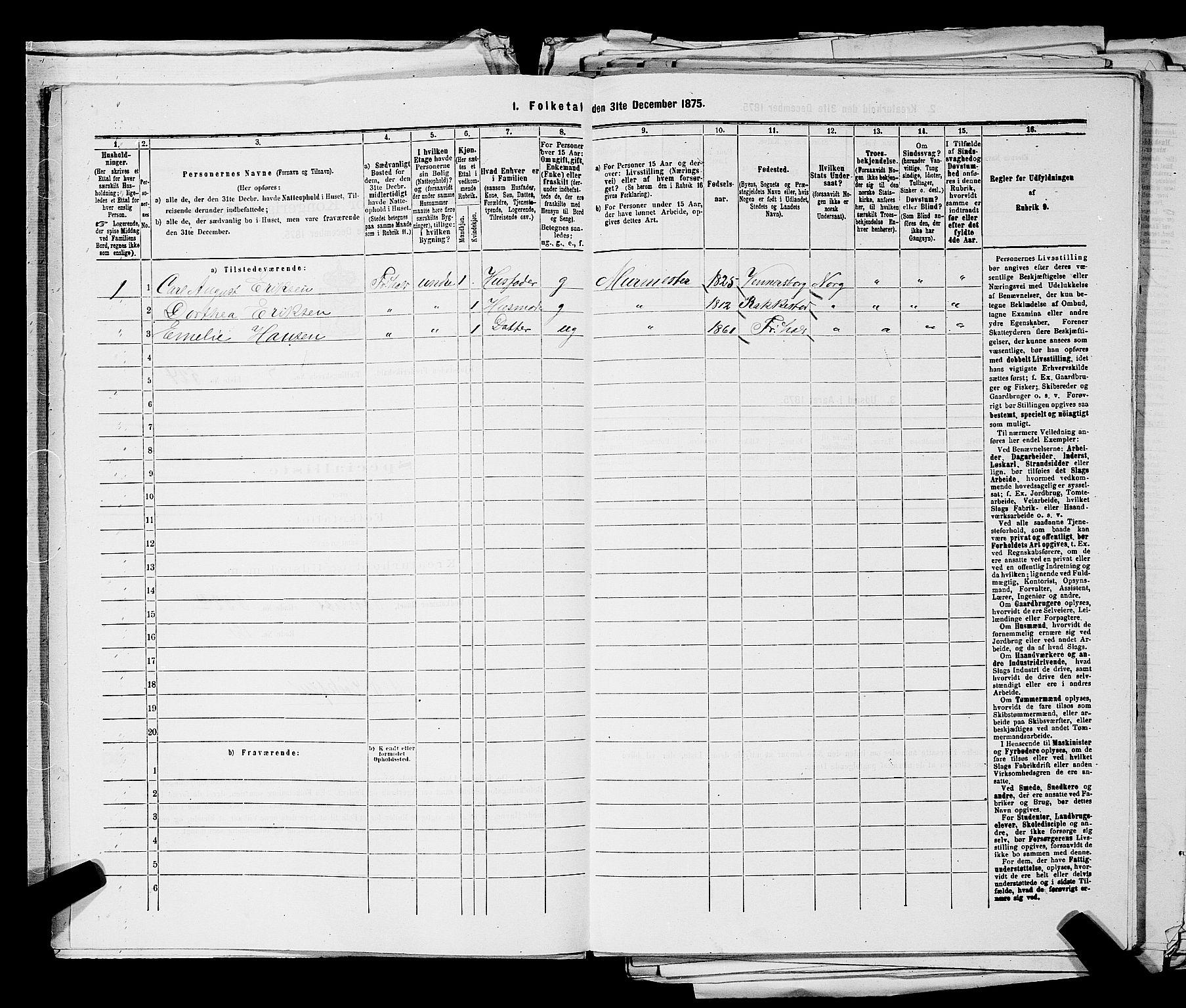 RA, 1875 census for 0101P Fredrikshald, 1875, p. 1291
