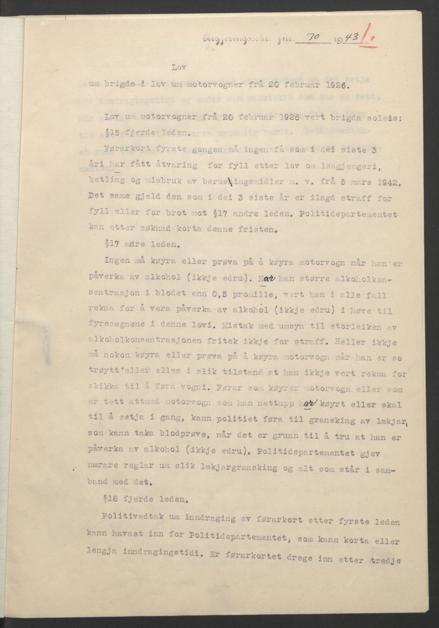 NS-administrasjonen 1940-1945 (Statsrådsekretariatet, de kommisariske statsråder mm), AV/RA-S-4279/D/Db/L0099: Lover, 1943, p. 148