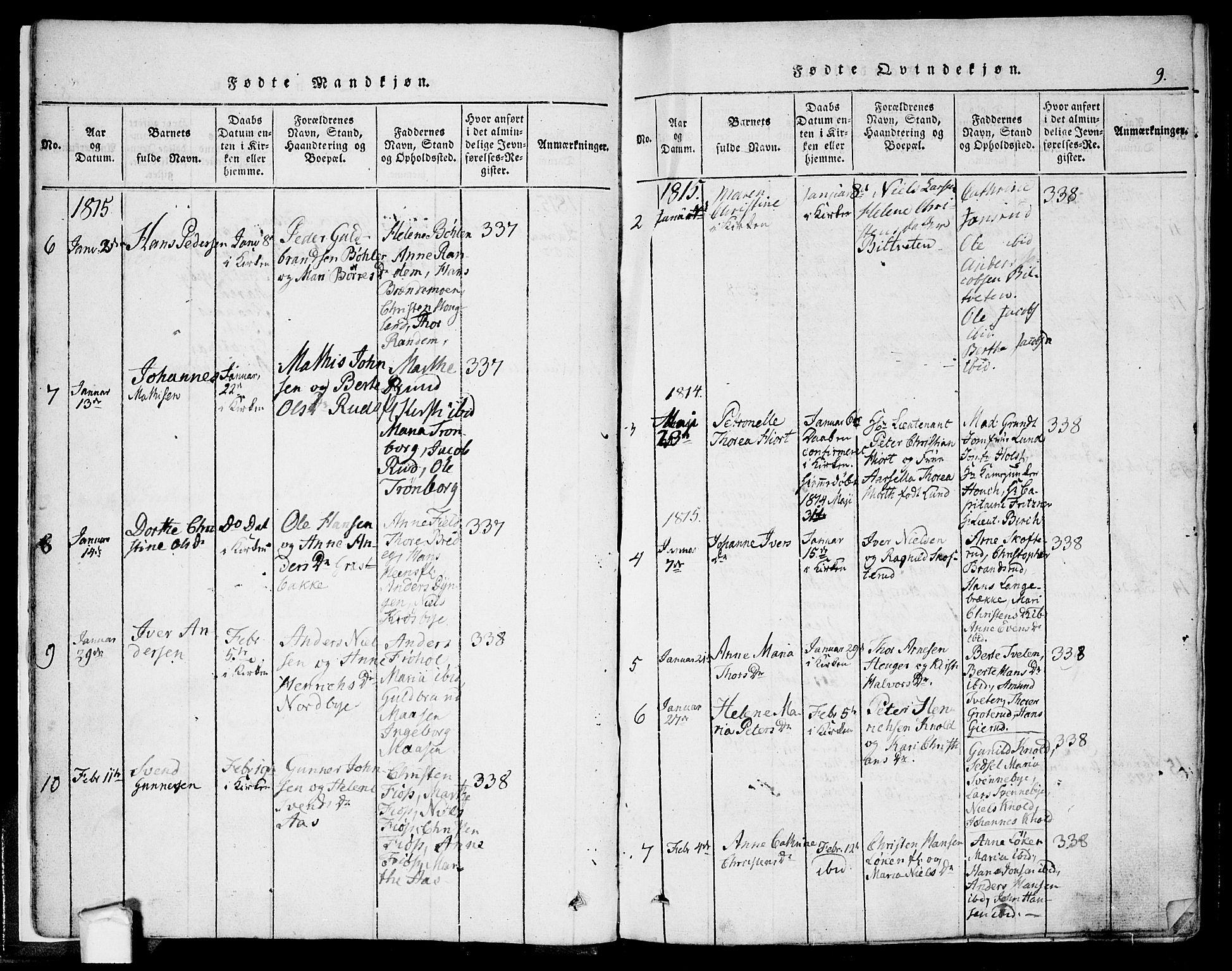 Eidsberg prestekontor Kirkebøker, SAO/A-10905/F/Fa/L0007: Parish register (official) no. I 7, 1814-1832, p. 9