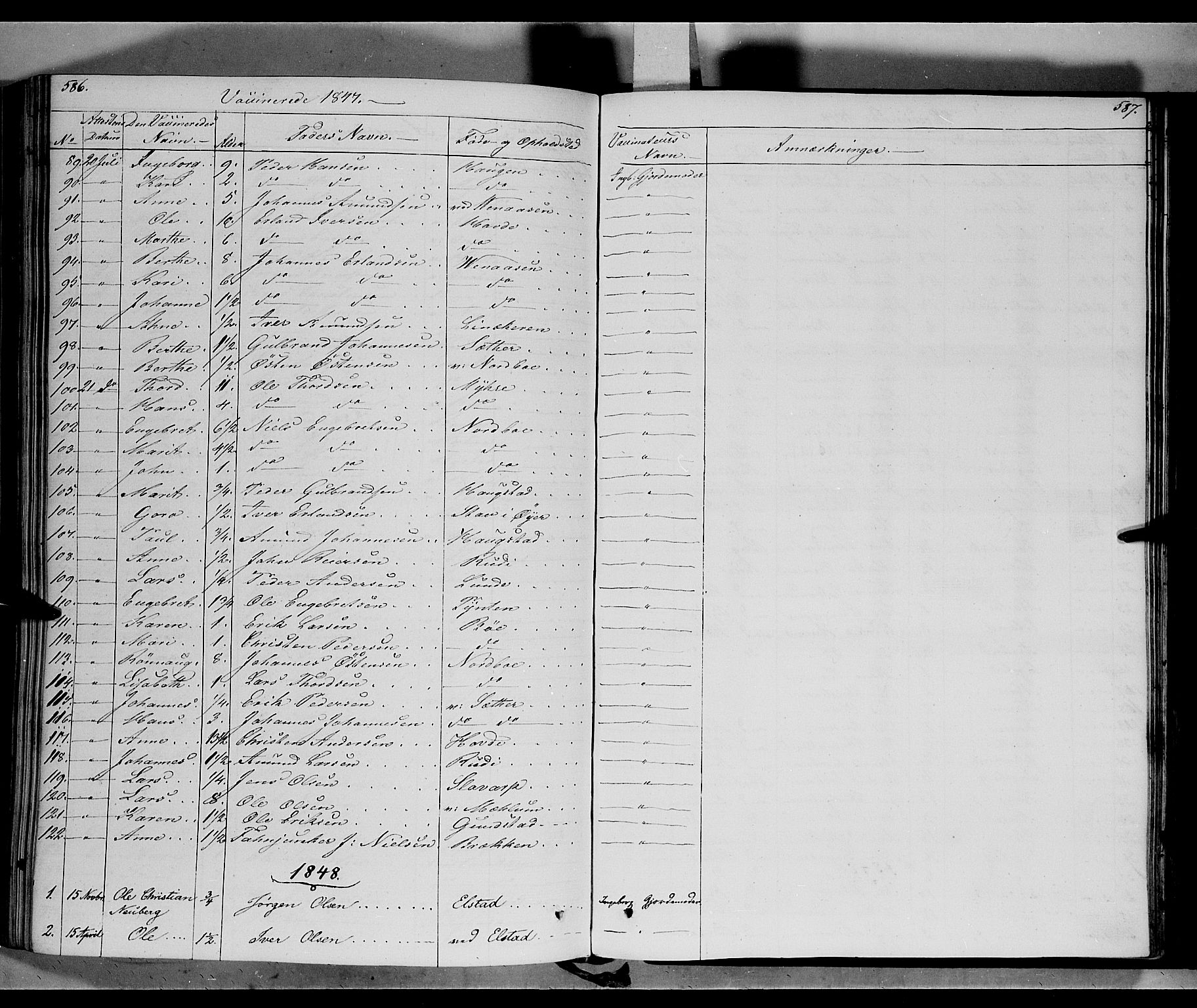 Ringebu prestekontor, SAH/PREST-082/H/Ha/Haa/L0005: Parish register (official) no. 5, 1839-1848, p. 586-587