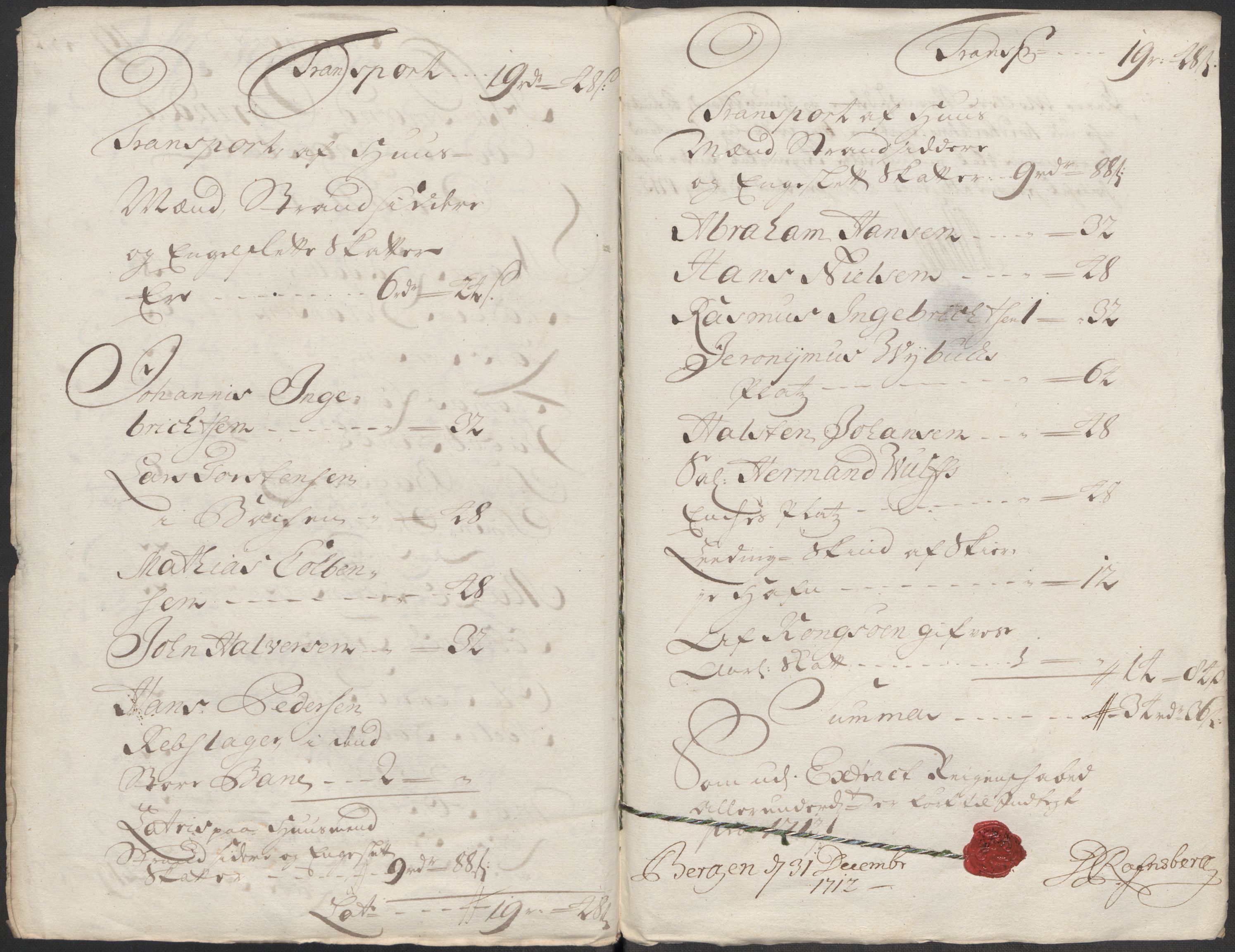 Rentekammeret inntil 1814, Reviderte regnskaper, Fogderegnskap, AV/RA-EA-4092/R51/L3194: Fogderegnskap Nordhordland og Voss, 1712, p. 124