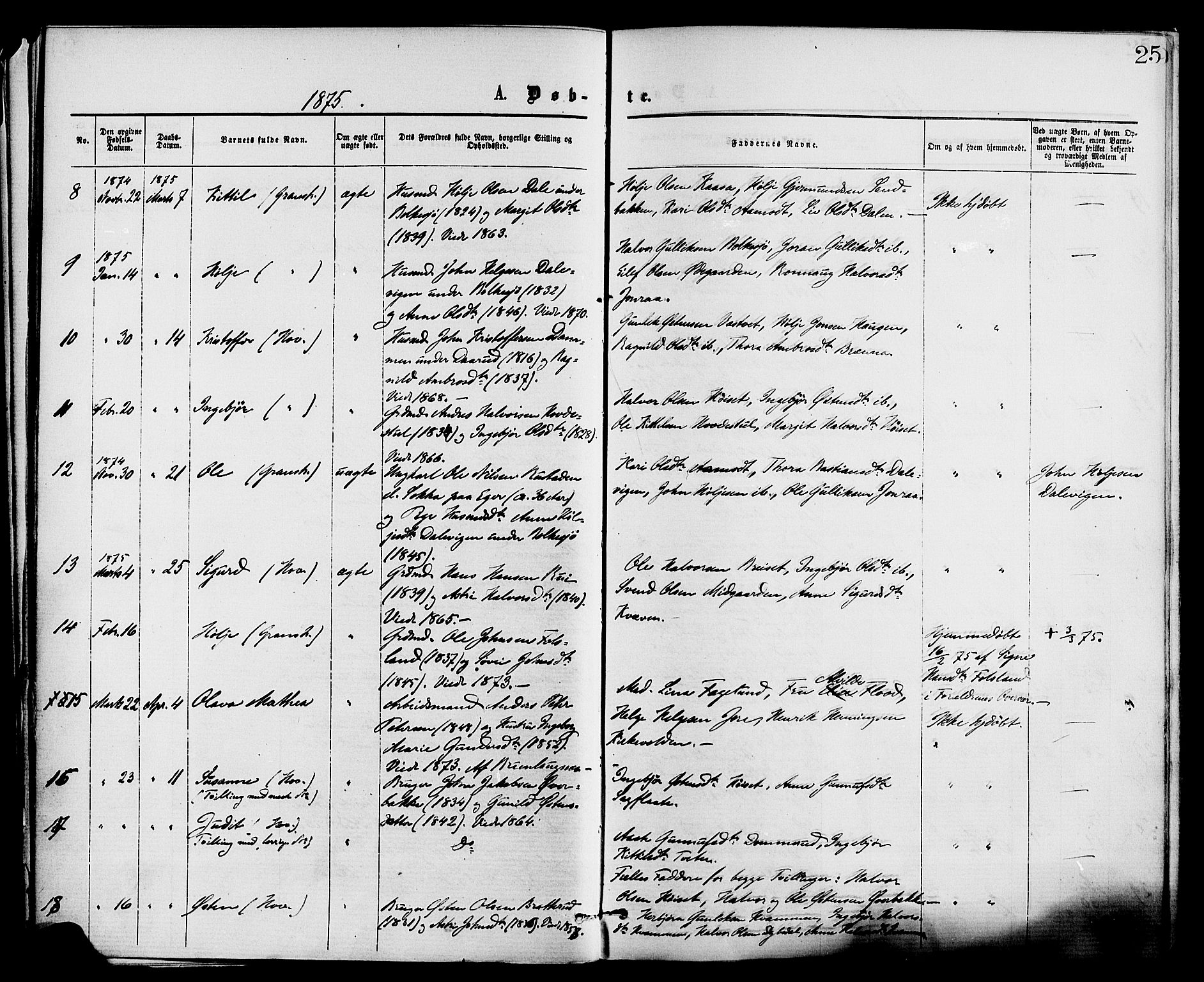 Gransherad kirkebøker, SAKO/A-267/F/Fa/L0004: Parish register (official) no. I 4, 1871-1886, p. 25