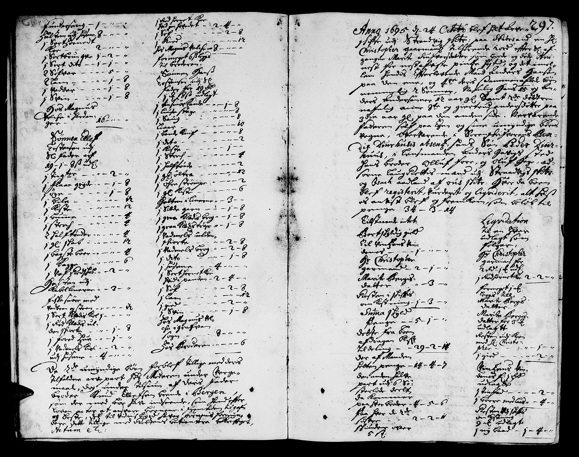 Sunnhordland sorenskrivar, AV/SAB-A-2401/1/H/Ha/Haa/L0002: Skifteprotokollar. Register på kort. Fol 290- ut, 1695-1699, p. 296b-297a