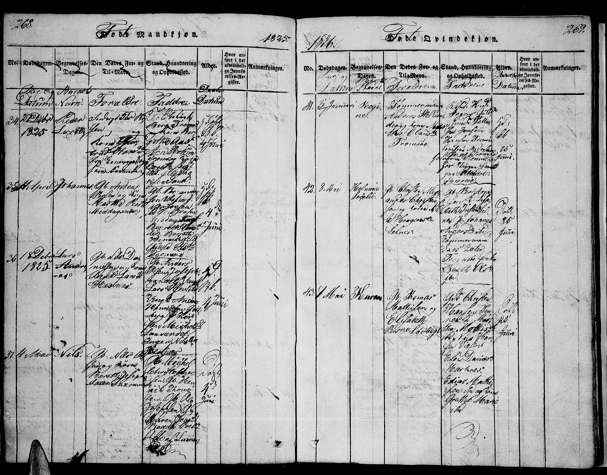 Tromsø sokneprestkontor/stiftsprosti/domprosti, SATØ/S-1343/G/Ga/L0007kirke: Parish register (official) no. 7, 1821-1828, p. 268-269