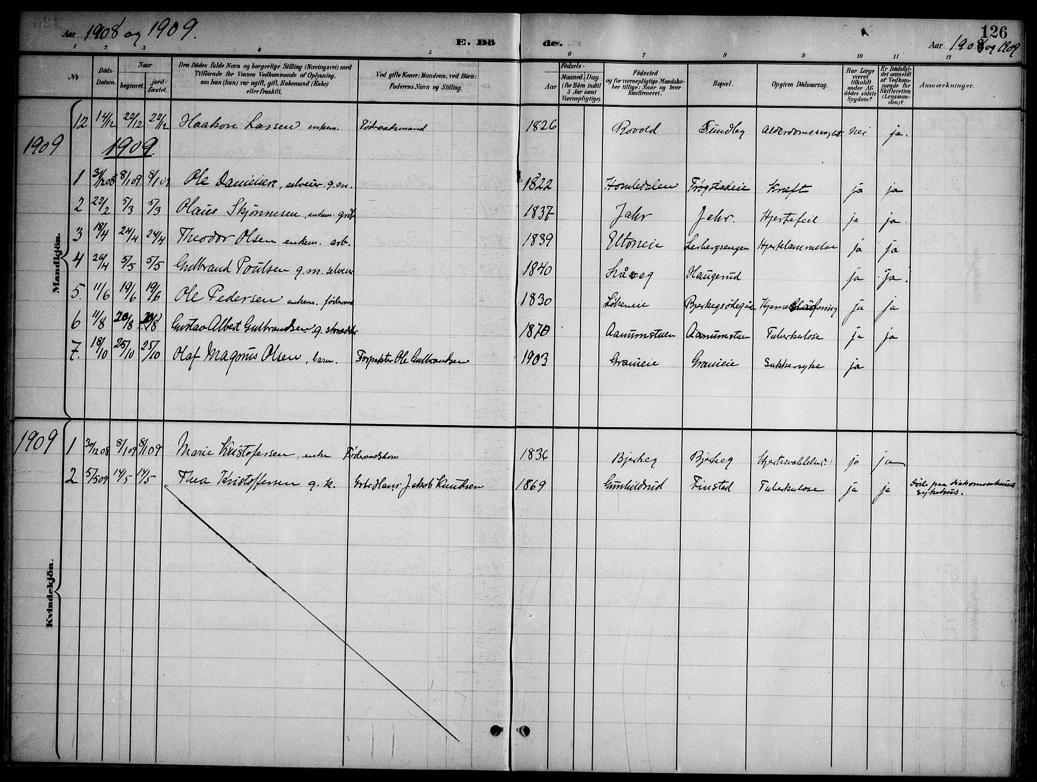 Nannestad prestekontor Kirkebøker, SAO/A-10414a/G/Gb/L0001: Parish register (copy) no. II 1, 1901-1917, p. 126