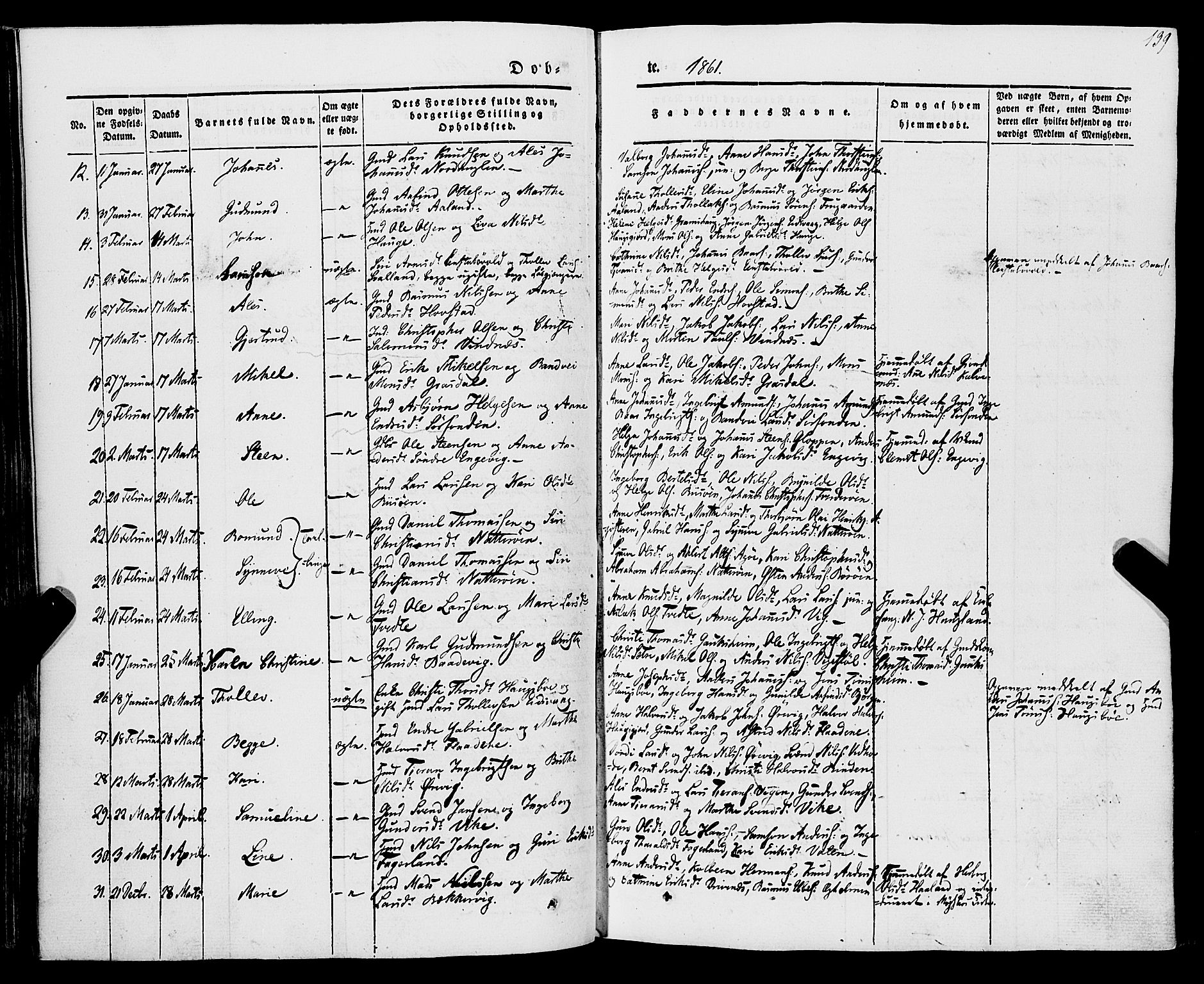 Stord sokneprestembete, AV/SAB-A-78201/H/Haa: Parish register (official) no. A 7, 1841-1861, p. 139