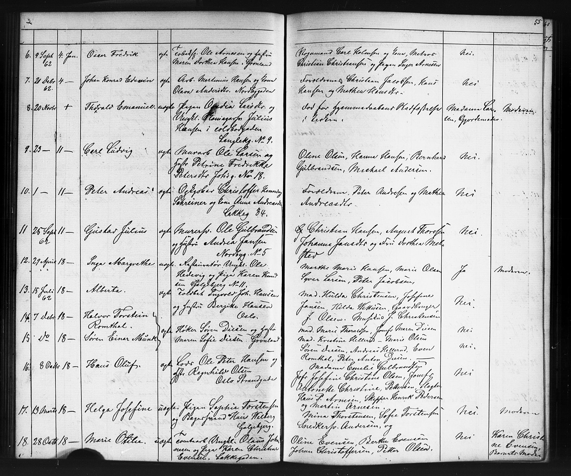 Grønland prestekontor Kirkebøker, AV/SAO-A-10848/G/Ga/L0002: Parish register (copy) no. 2, 1861-1863, p. 55