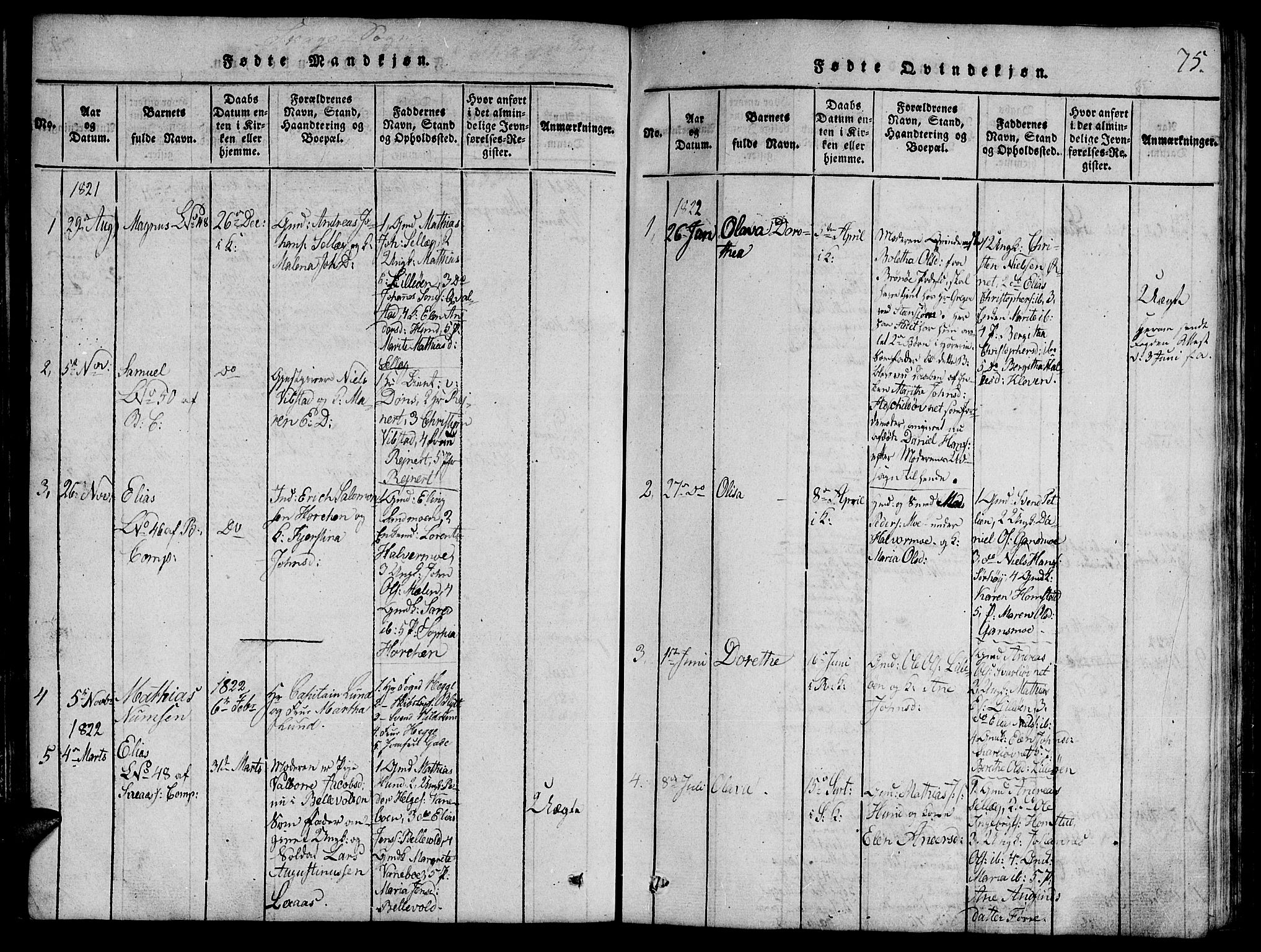 Ministerialprotokoller, klokkerbøker og fødselsregistre - Nord-Trøndelag, AV/SAT-A-1458/764/L0546: Parish register (official) no. 764A06 /4, 1817-1823, p. 75