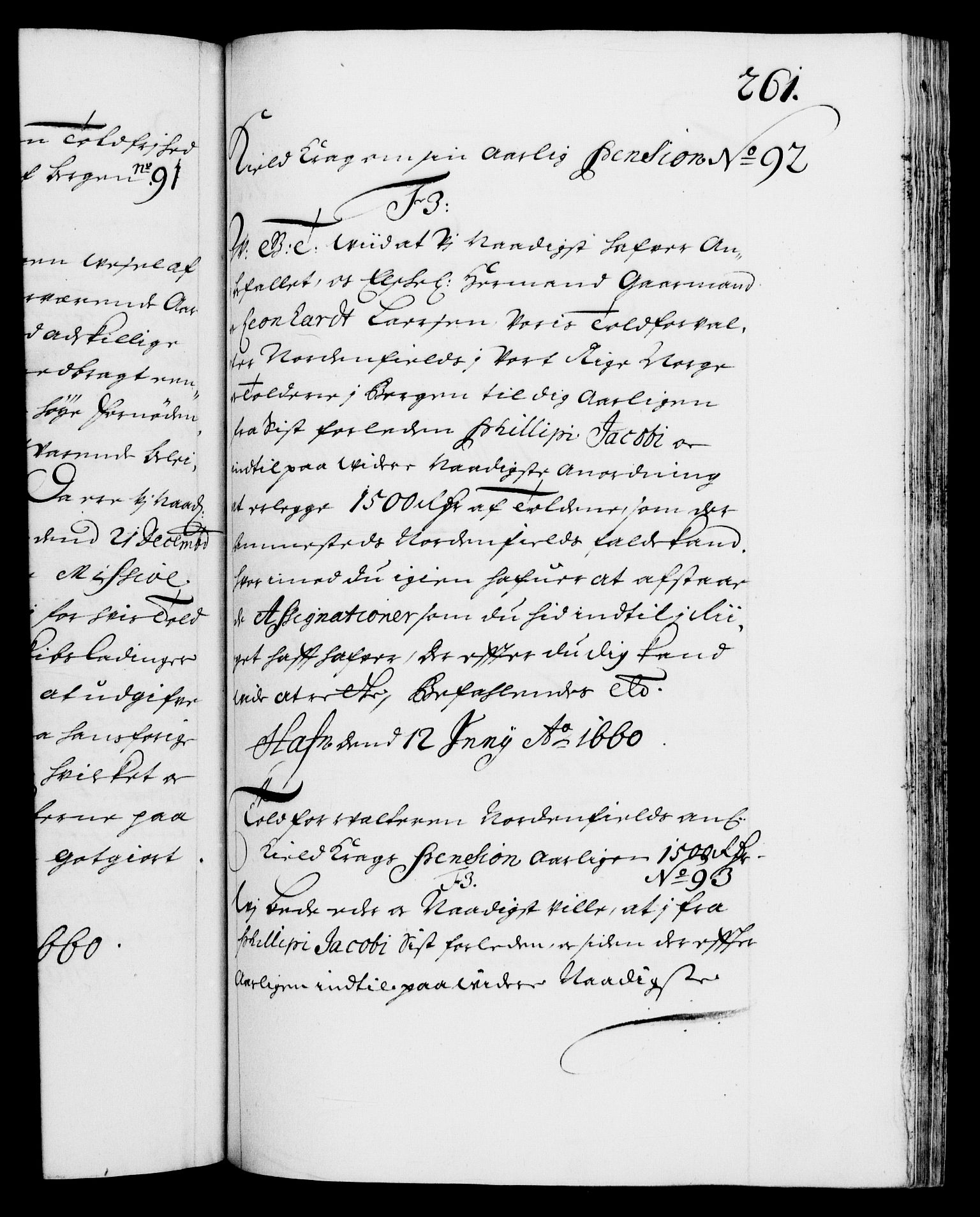 Danske Kanselli 1572-1799, AV/RA-EA-3023/F/Fc/Fca/Fcab/L0010: Norske tegnelser (mikrofilm), 1657-1660, p. 261a