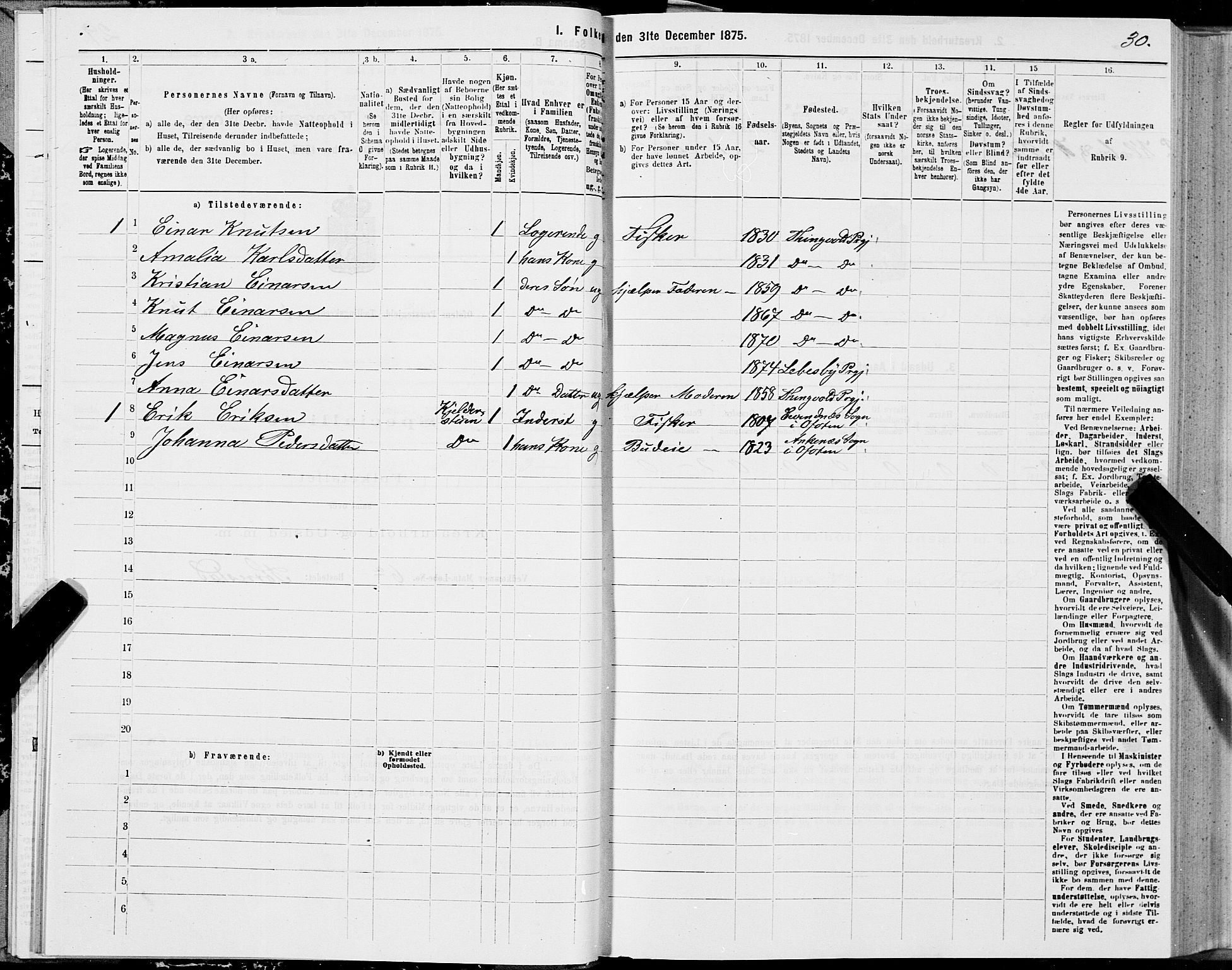 SAT, 1875 census for 1853P Ofoten, 1875, p. 1030