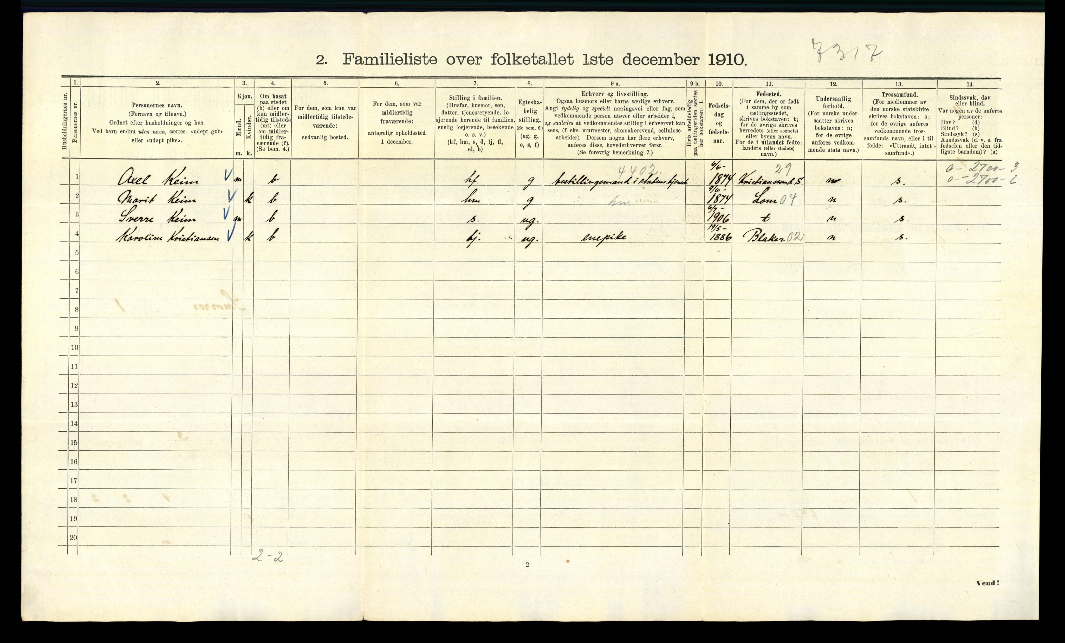 RA, 1910 census for Kristiania, 1910, p. 93638