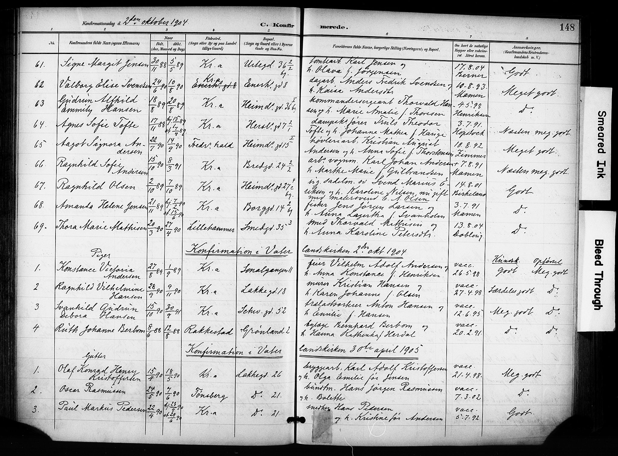 Grønland prestekontor Kirkebøker, SAO/A-10848/F/Fa/L0015: Parish register (official) no. 15, 1899-1919, p. 148