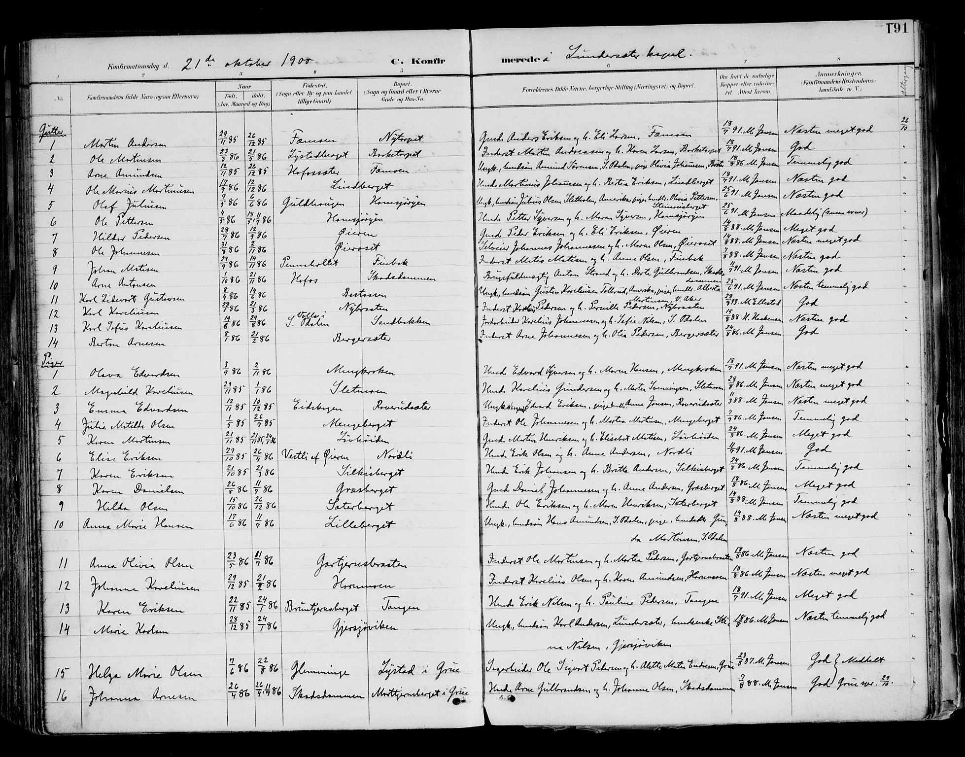 Brandval prestekontor, AV/SAH-PREST-034/H/Ha/Haa/L0003: Parish register (official) no. 3, 1894-1909, p. 191