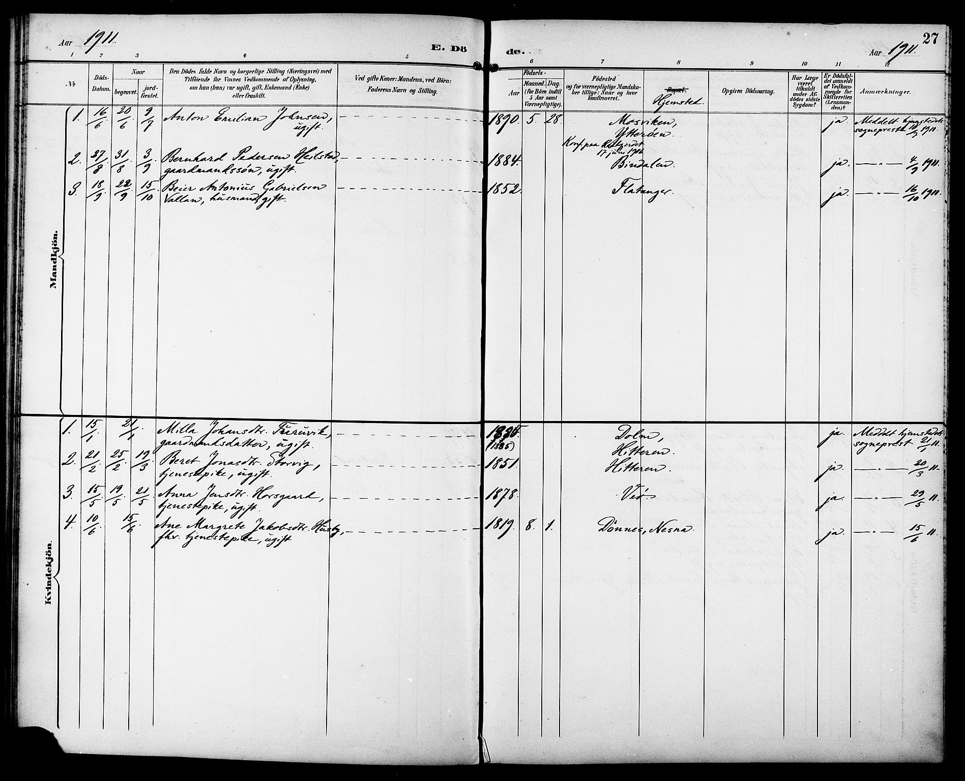 Ministerialprotokoller, klokkerbøker og fødselsregistre - Sør-Trøndelag, SAT/A-1456/629/L0486: Parish register (official) no. 629A02, 1894-1919, p. 27