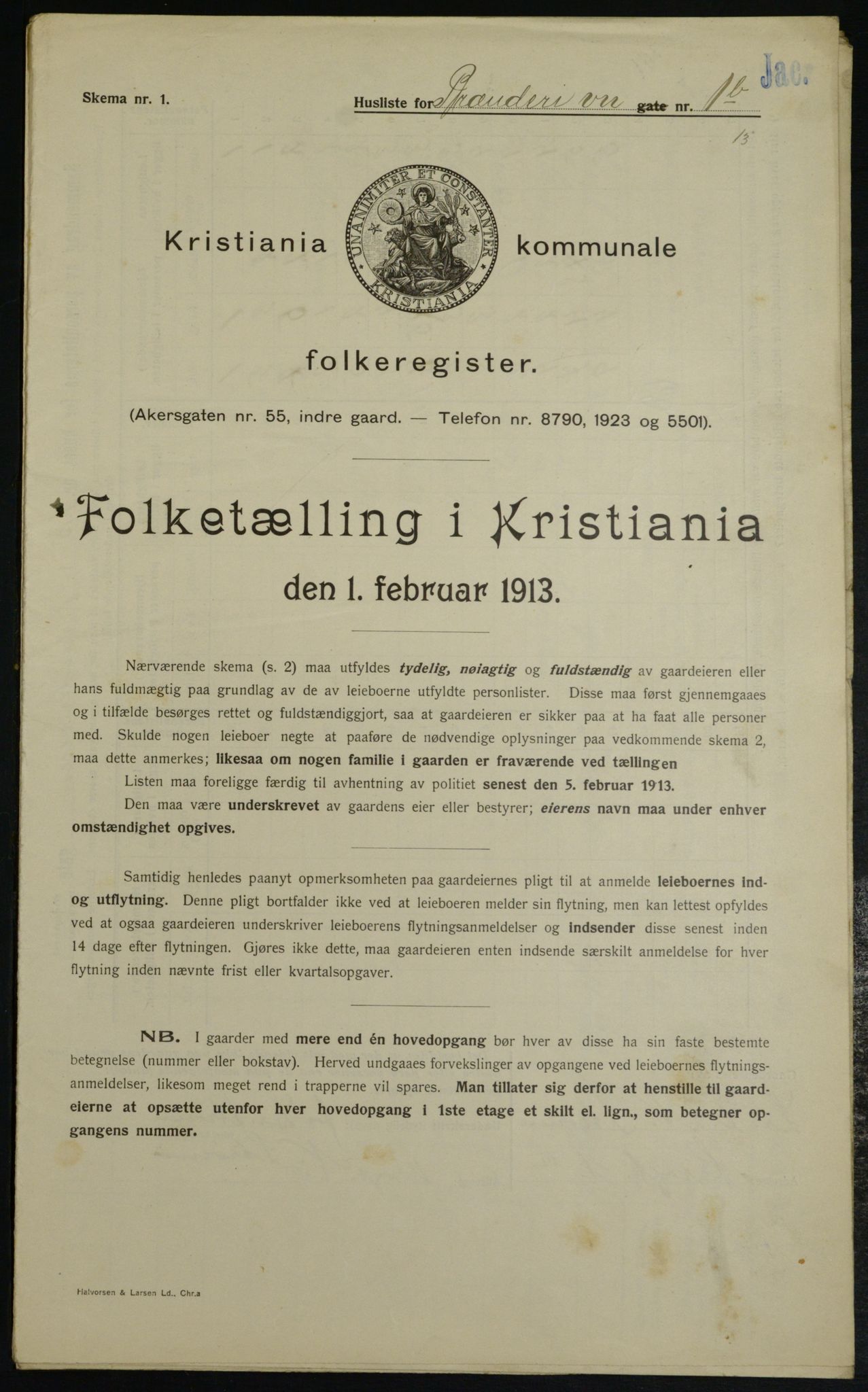 OBA, Municipal Census 1913 for Kristiania, 1913, p. 8569