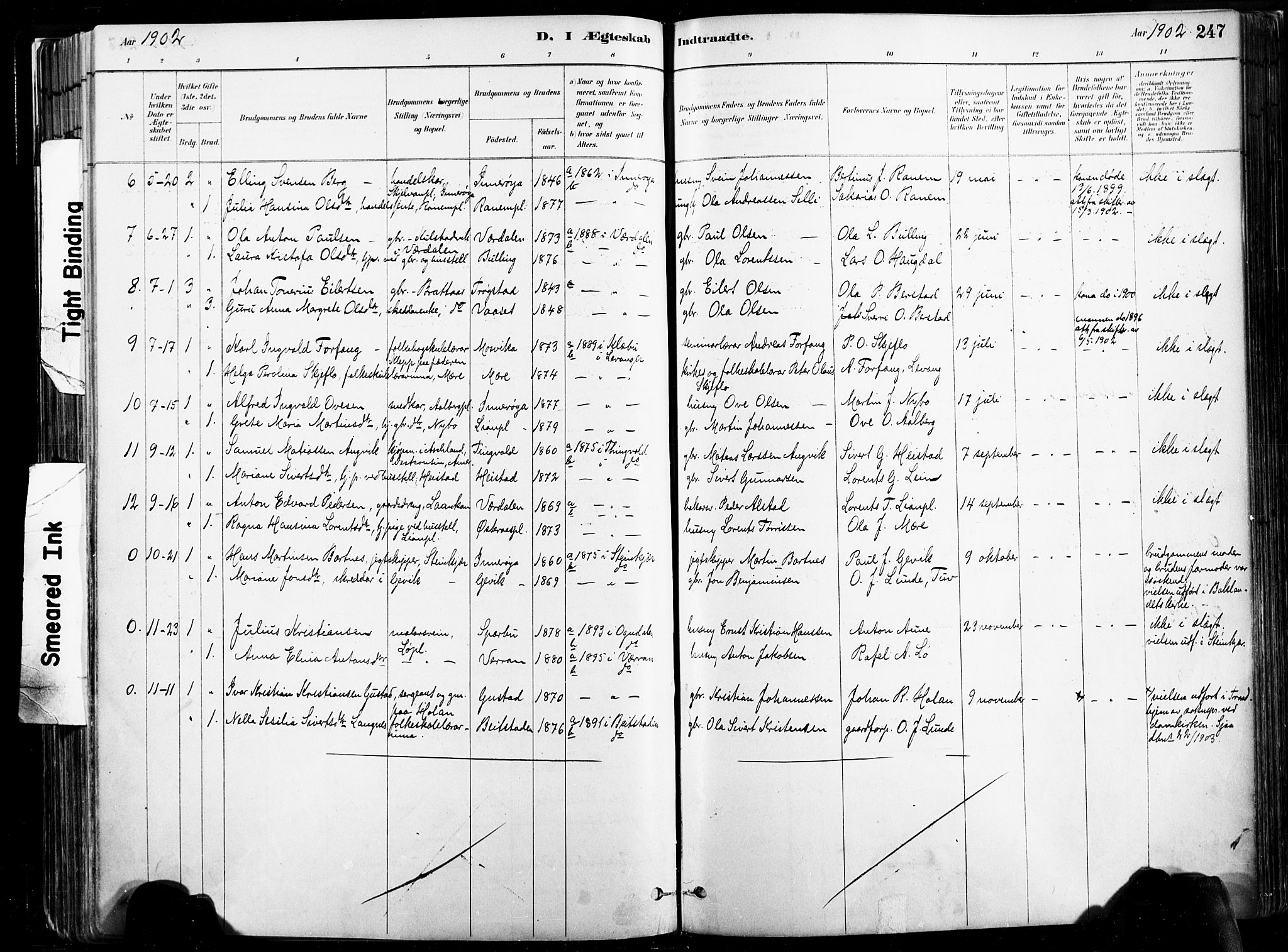 Ministerialprotokoller, klokkerbøker og fødselsregistre - Nord-Trøndelag, AV/SAT-A-1458/735/L0351: Parish register (official) no. 735A10, 1884-1908, p. 247