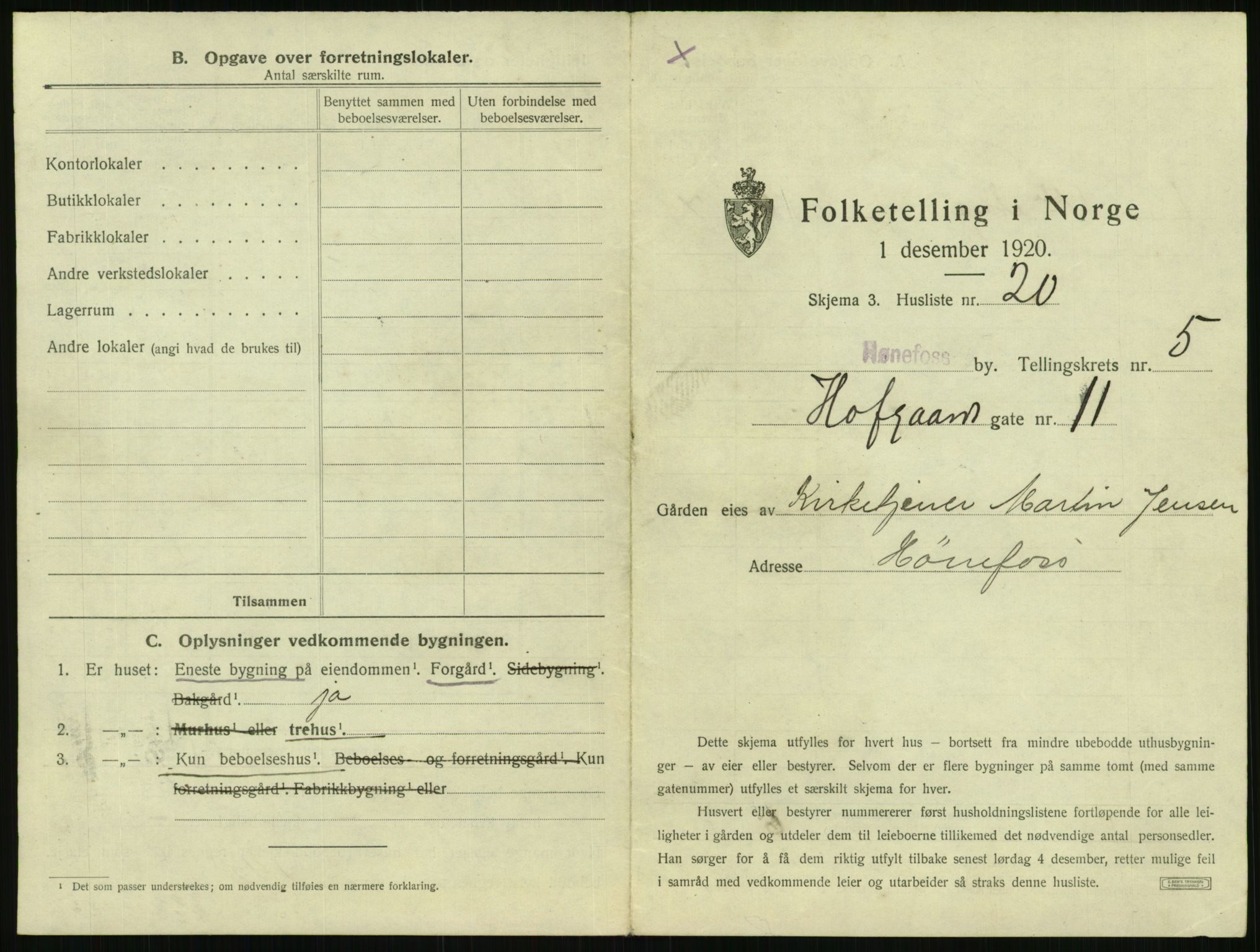 SAKO, 1920 census for Hønefoss, 1920, p. 556