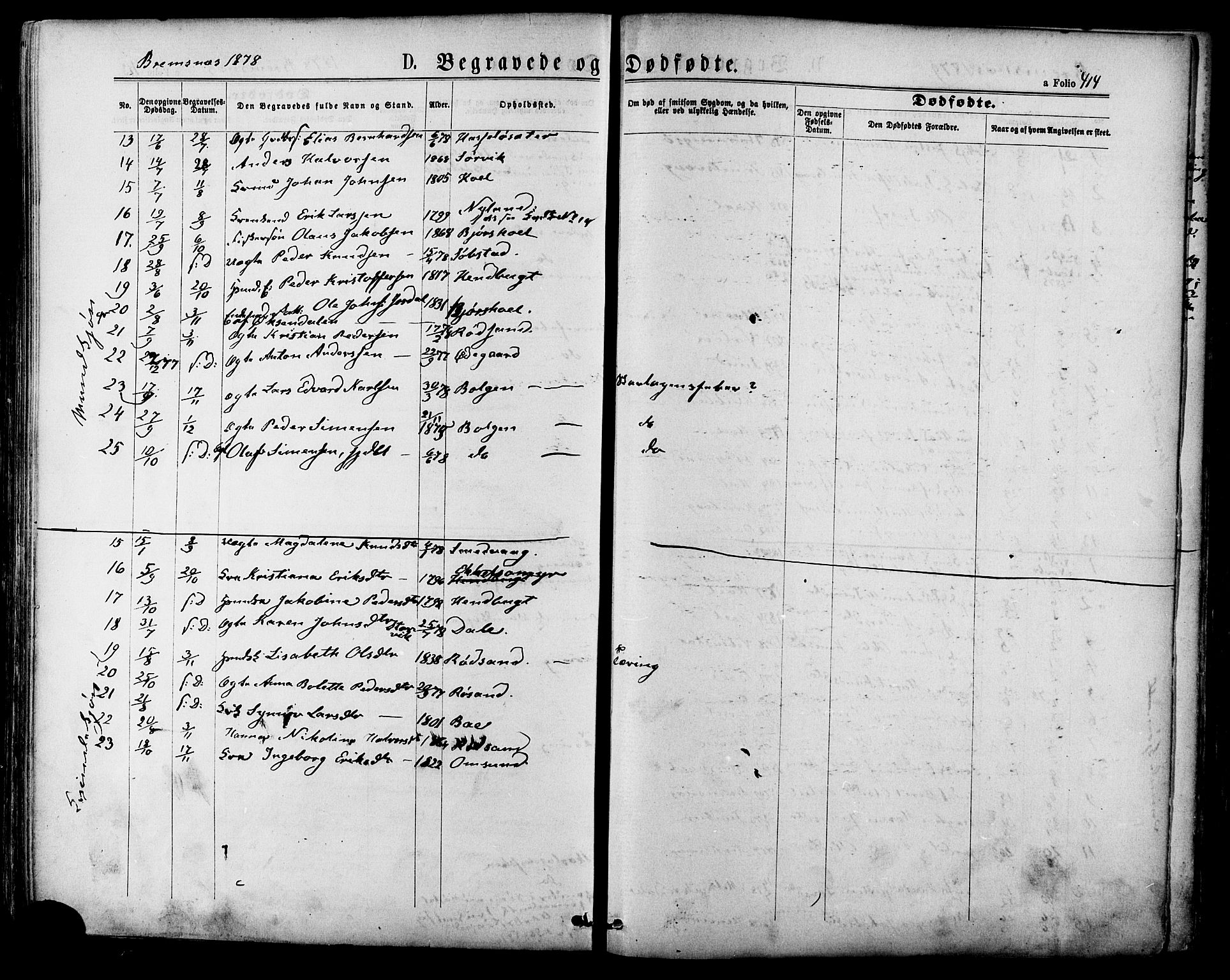 Ministerialprotokoller, klokkerbøker og fødselsregistre - Møre og Romsdal, AV/SAT-A-1454/568/L0806: Parish register (official) no. 568A12 /3, 1878-1884, p. 414