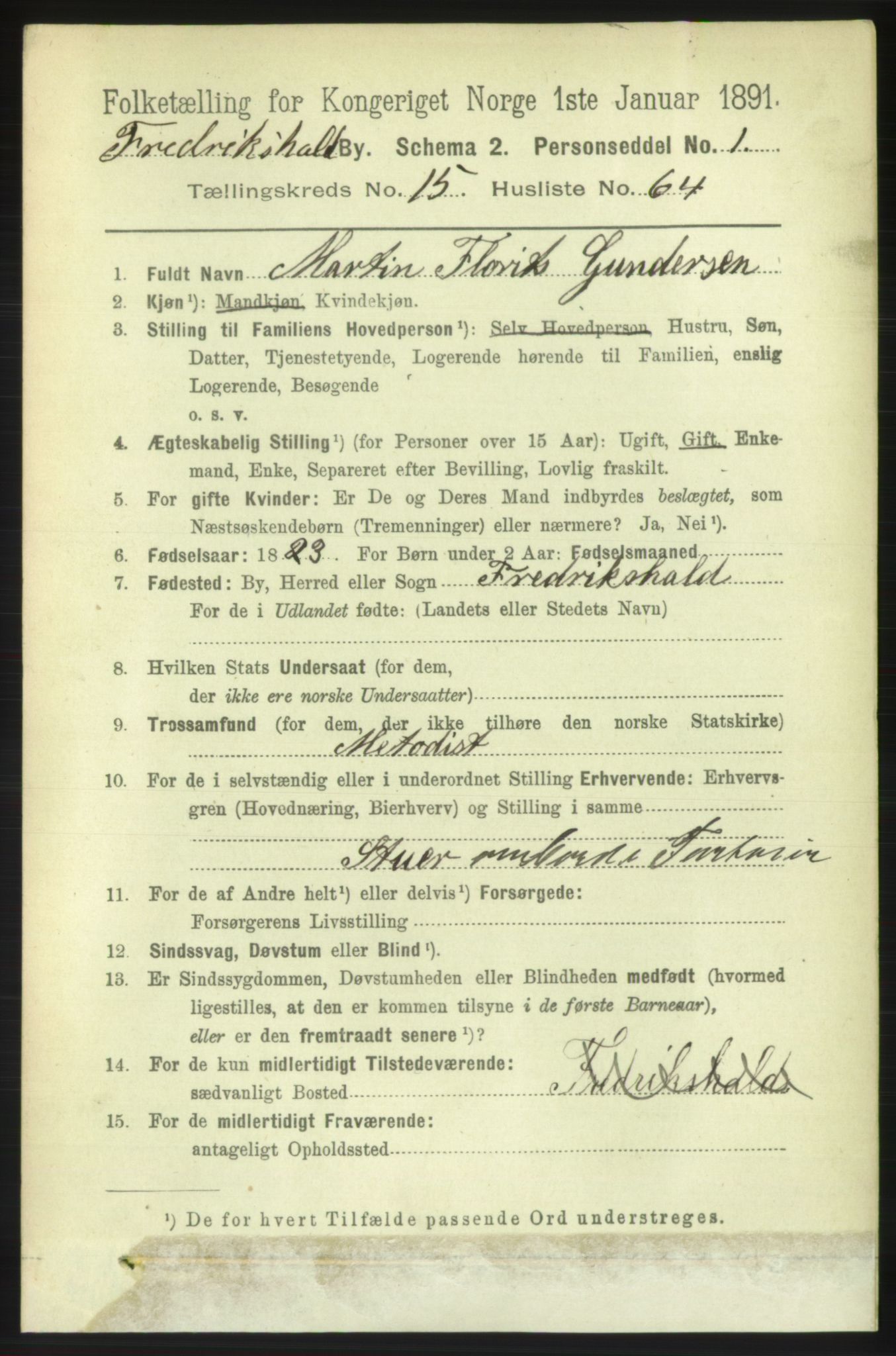 RA, 1891 census for 0101 Fredrikshald, 1891, p. 10180