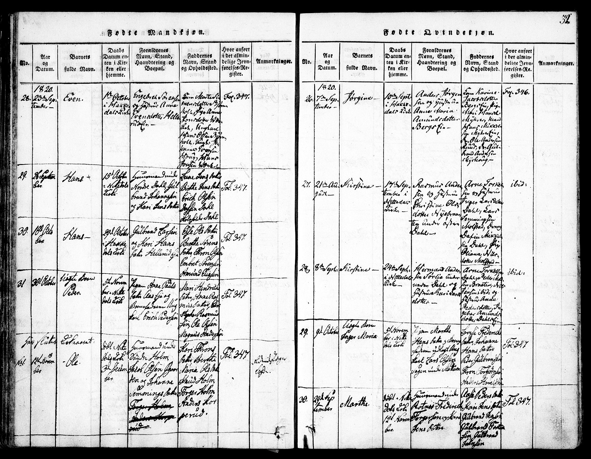 Nittedal prestekontor Kirkebøker, SAO/A-10365a/F/Fa/L0003: Parish register (official) no. I 3, 1814-1836, p. 32