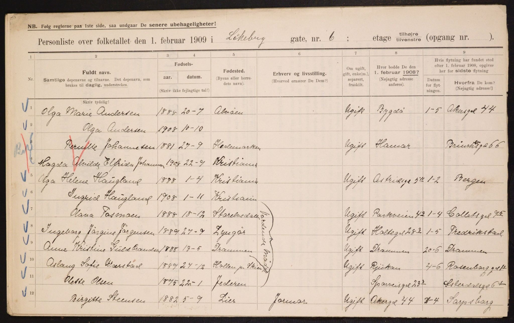 OBA, Municipal Census 1909 for Kristiania, 1909, p. 53268