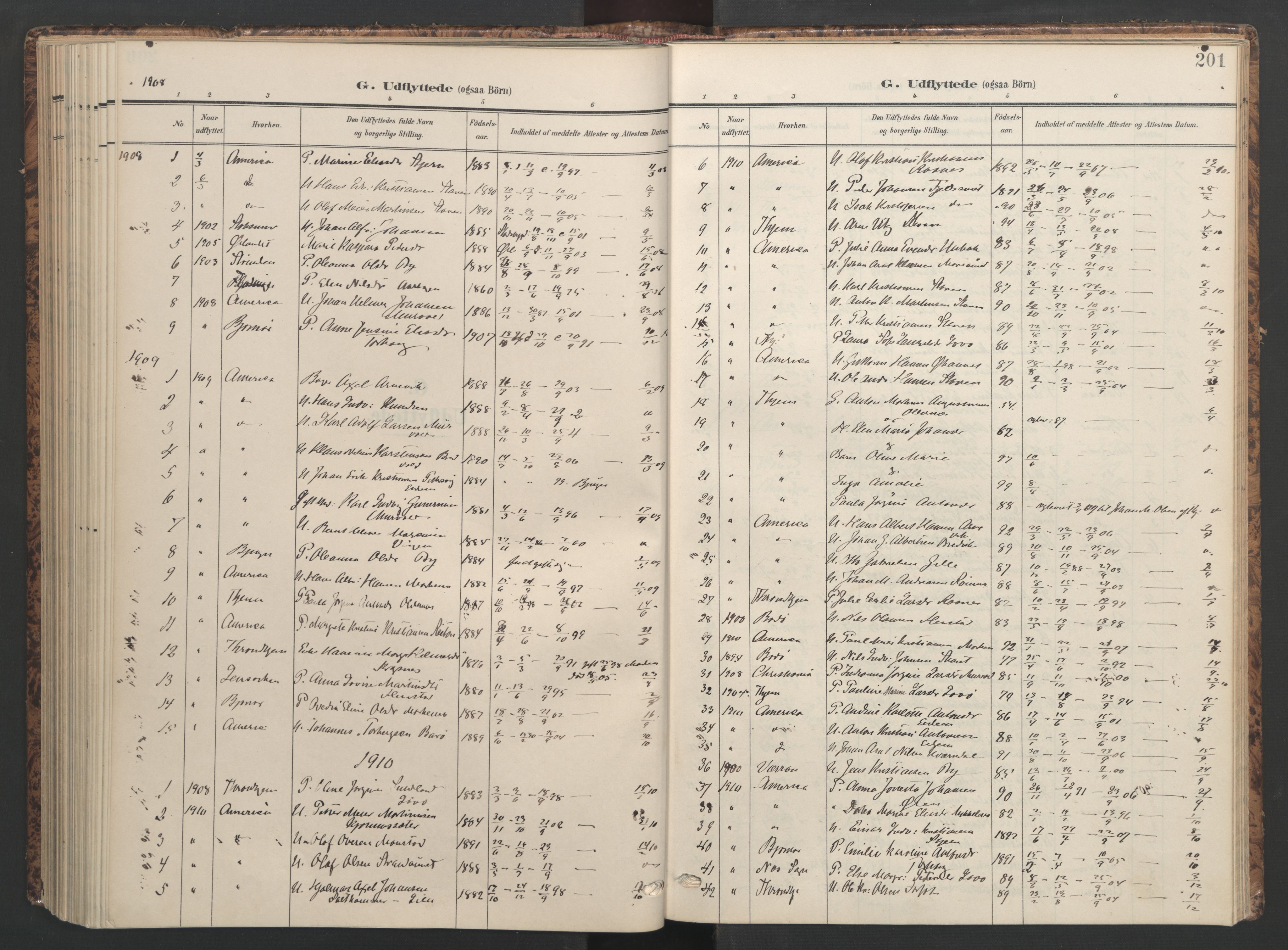 Ministerialprotokoller, klokkerbøker og fødselsregistre - Sør-Trøndelag, SAT/A-1456/655/L0682: Parish register (official) no. 655A11, 1908-1922, p. 201