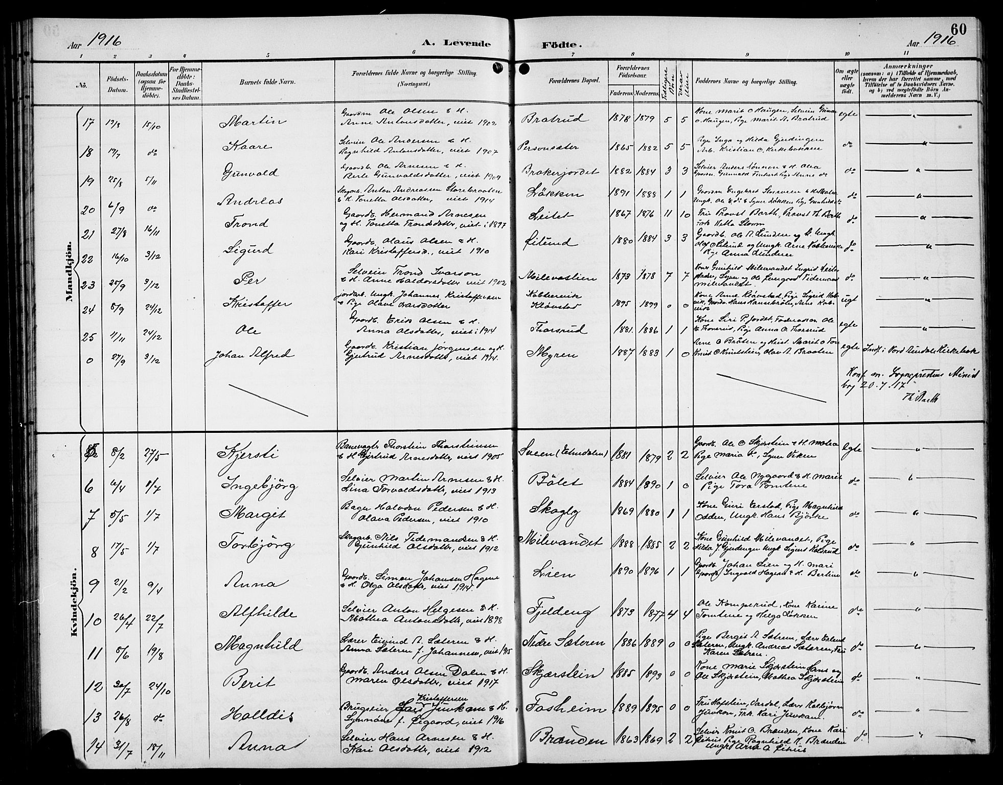 Sør-Aurdal prestekontor, SAH/PREST-128/H/Ha/Hab/L0009: Parish register (copy) no. 9, 1894-1924, p. 60