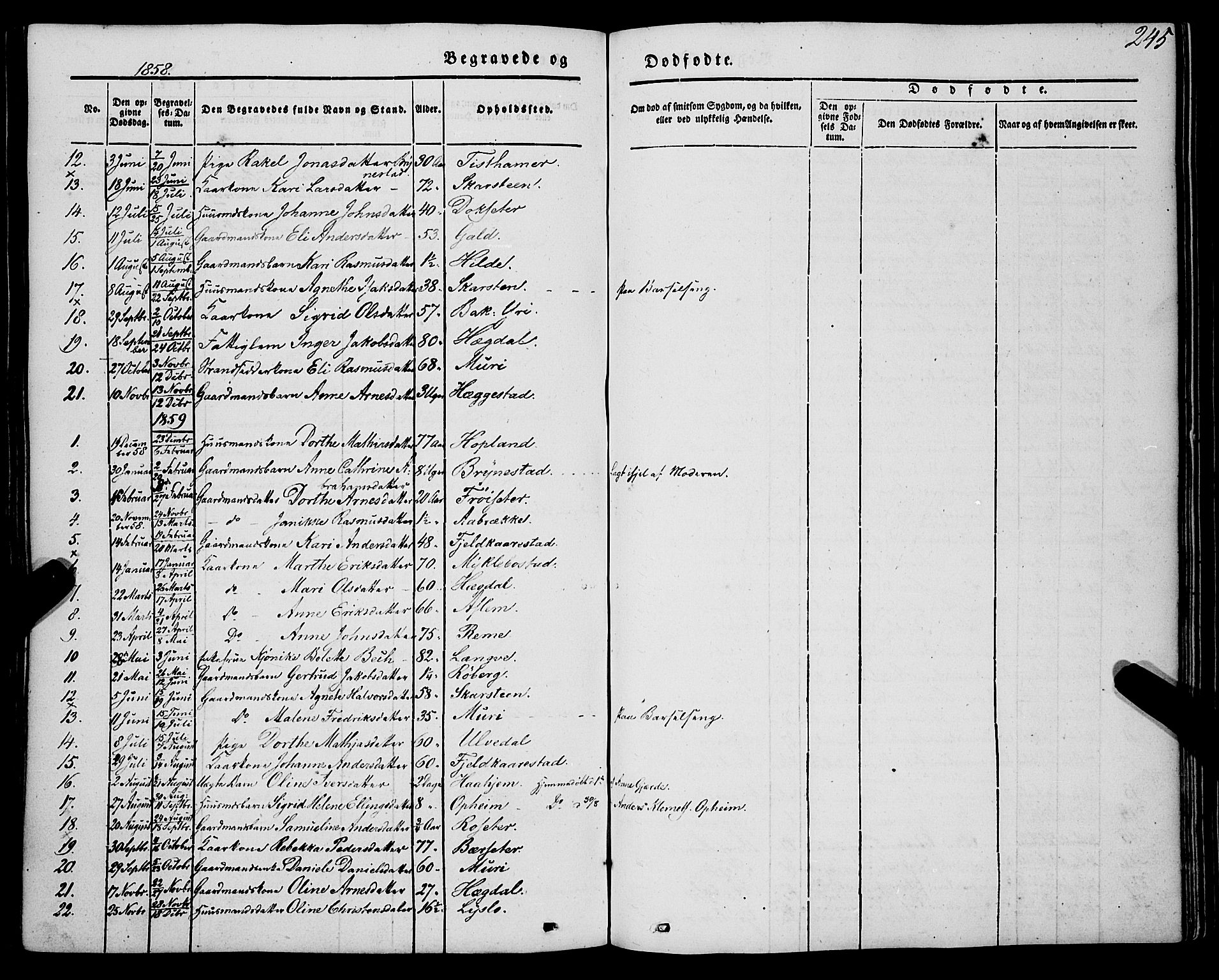 Innvik sokneprestembete, SAB/A-80501: Parish register (official) no. A 5, 1847-1865, p. 245