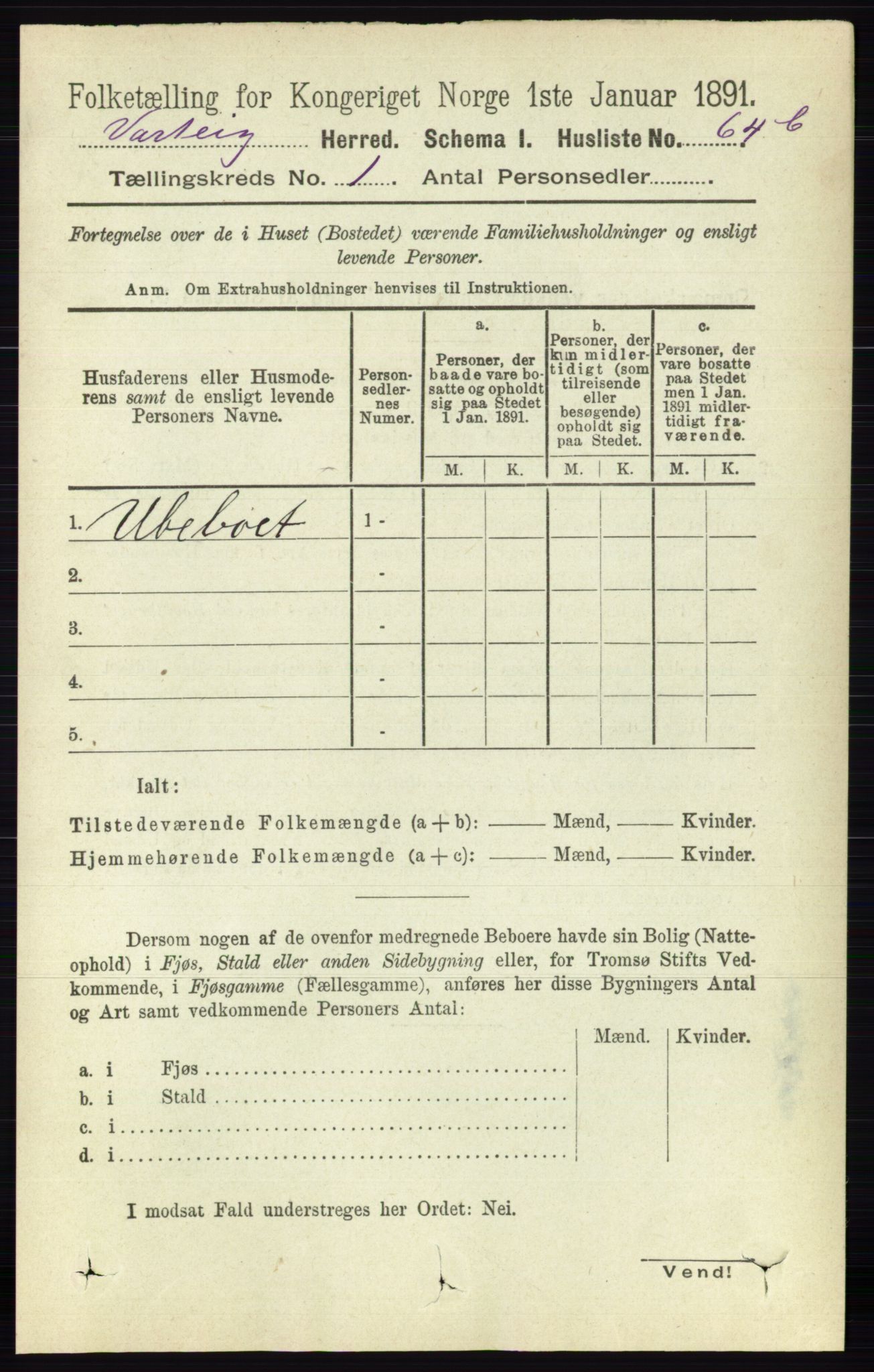 RA, 1891 census for 0114 Varteig, 1891, p. 79