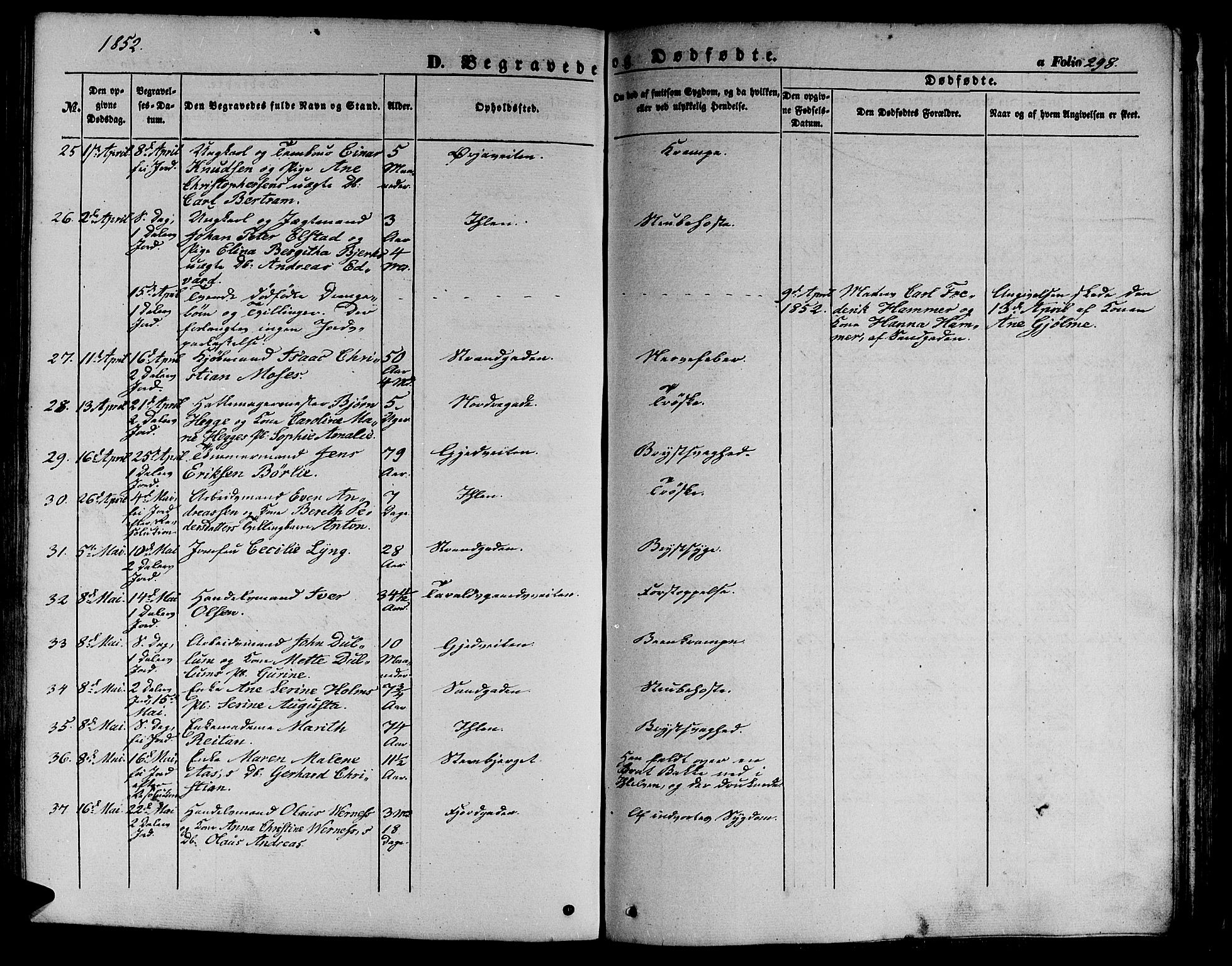 Ministerialprotokoller, klokkerbøker og fødselsregistre - Sør-Trøndelag, AV/SAT-A-1456/602/L0137: Parish register (copy) no. 602C05, 1846-1856, p. 298